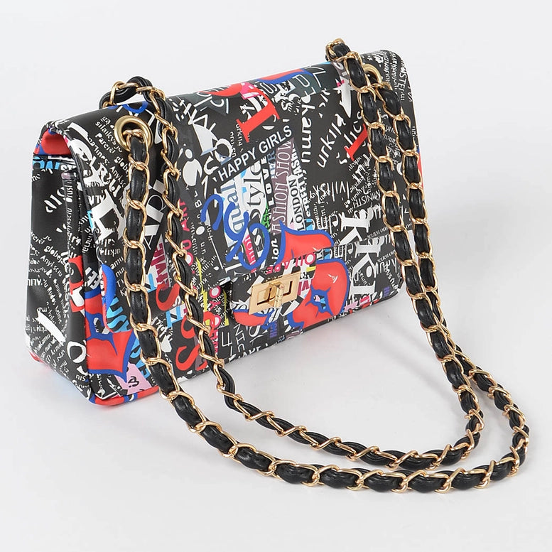 3AM Letter Print Shoulder Bag