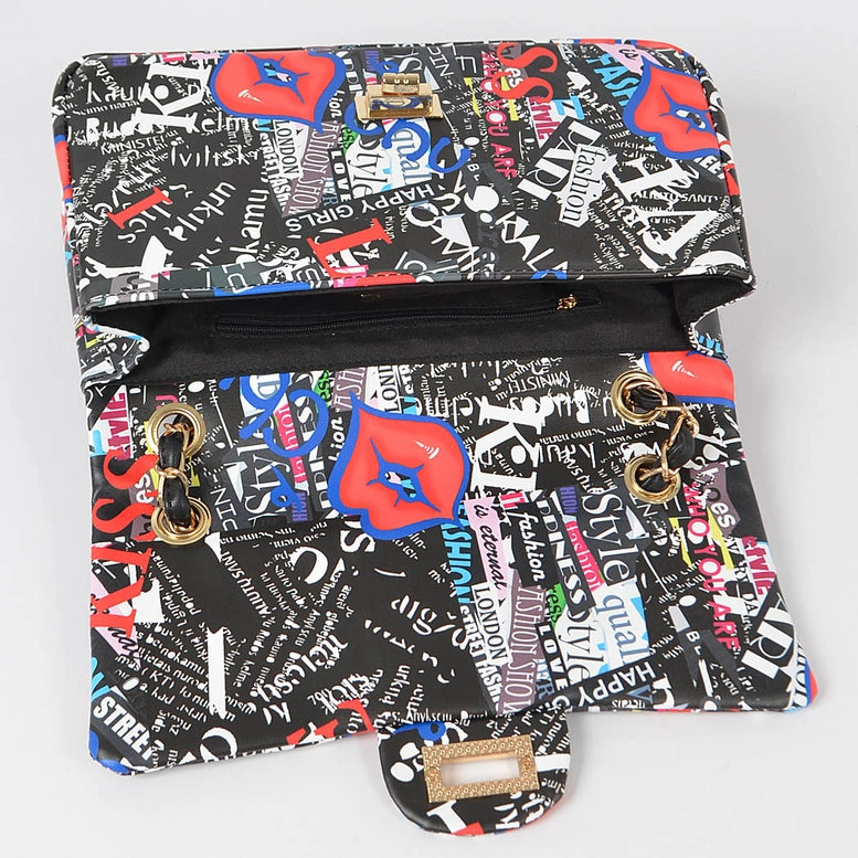 3AM Letter Print Shoulder Bag