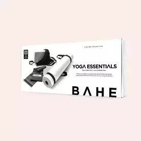 BAHE Yoga Essentials (5mm Mat,Block,Medium Band,Tote Bag) - Black/White