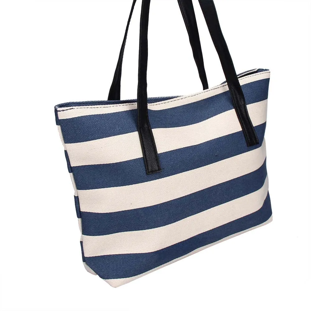 Big Canvas Bags for Women Striped Ladies Handbags Shoulder Bags Clutches Women Bag Party Shopping Bolsa Feminina