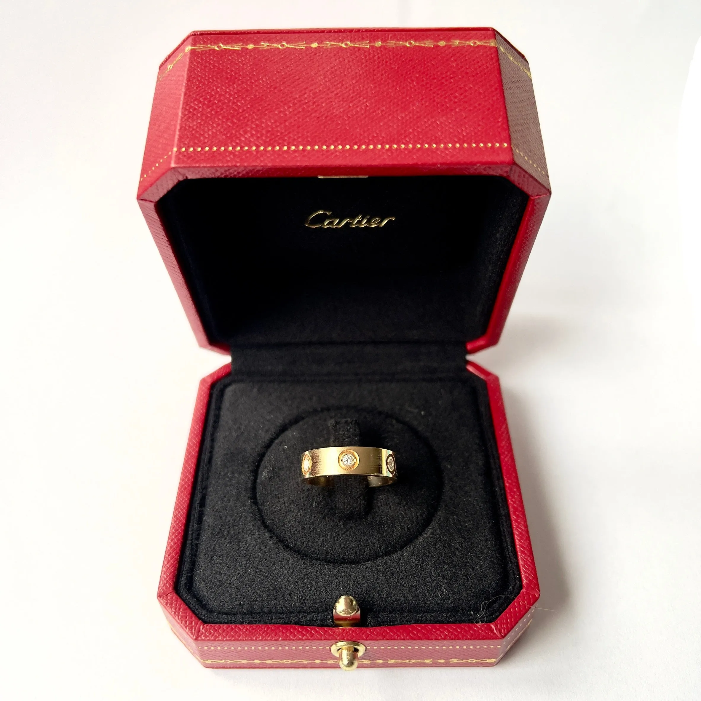 CARTIER LOVE 5.5mm 18K Yellow Gold 0.20TCW VS 6 Custom Diamonds Ring