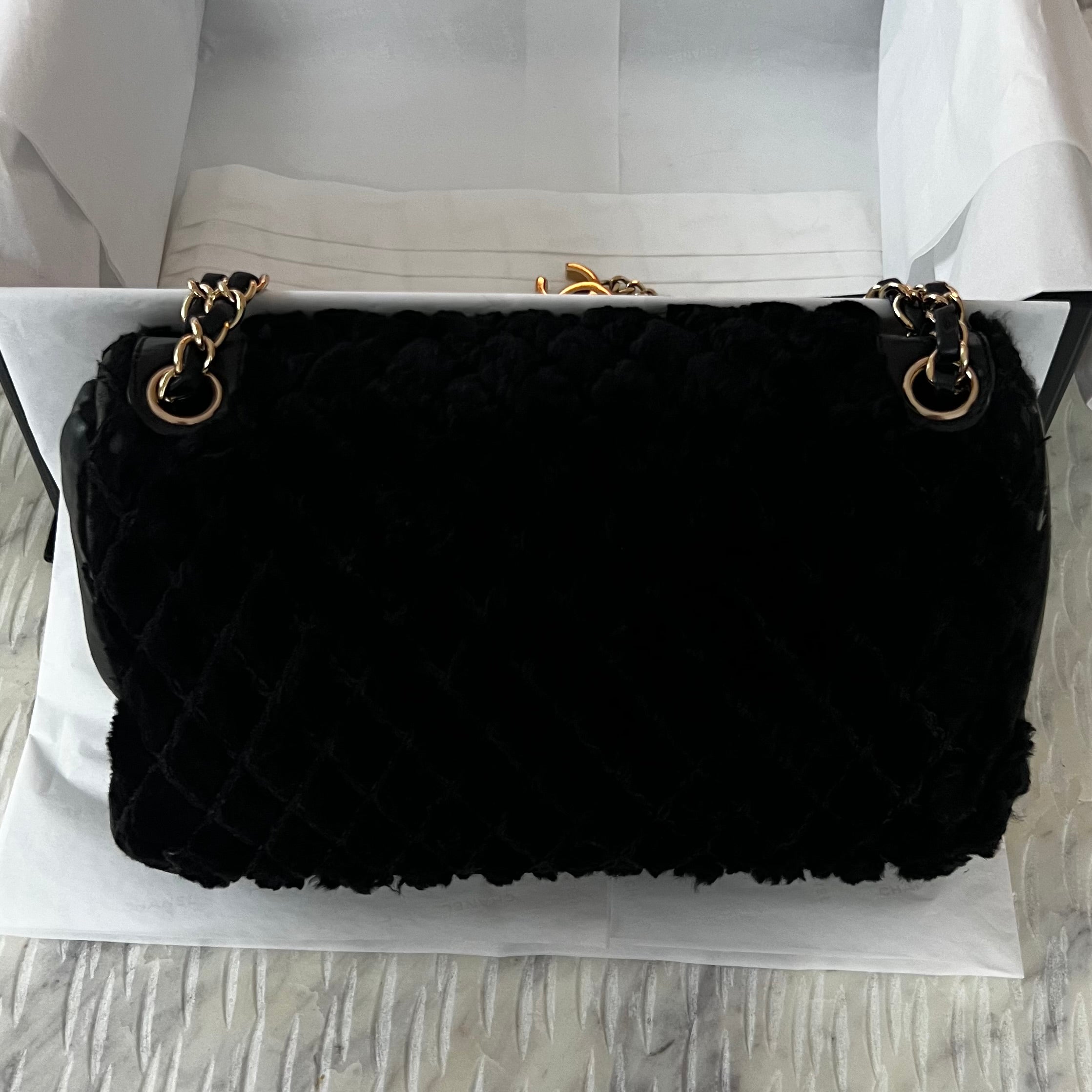 Chanel CC Rabbit Fur Flap Bag