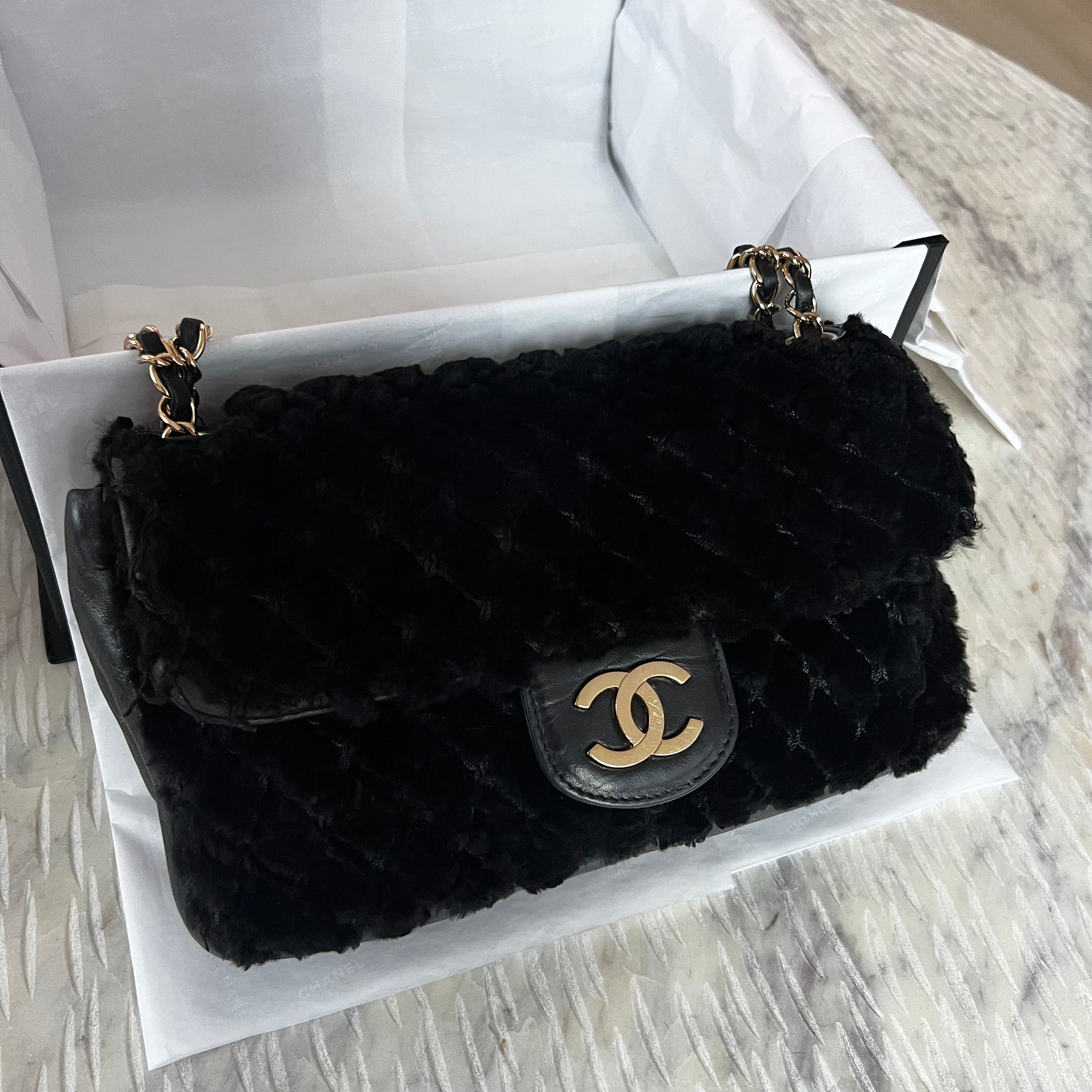 Chanel CC Rabbit Fur Flap Bag