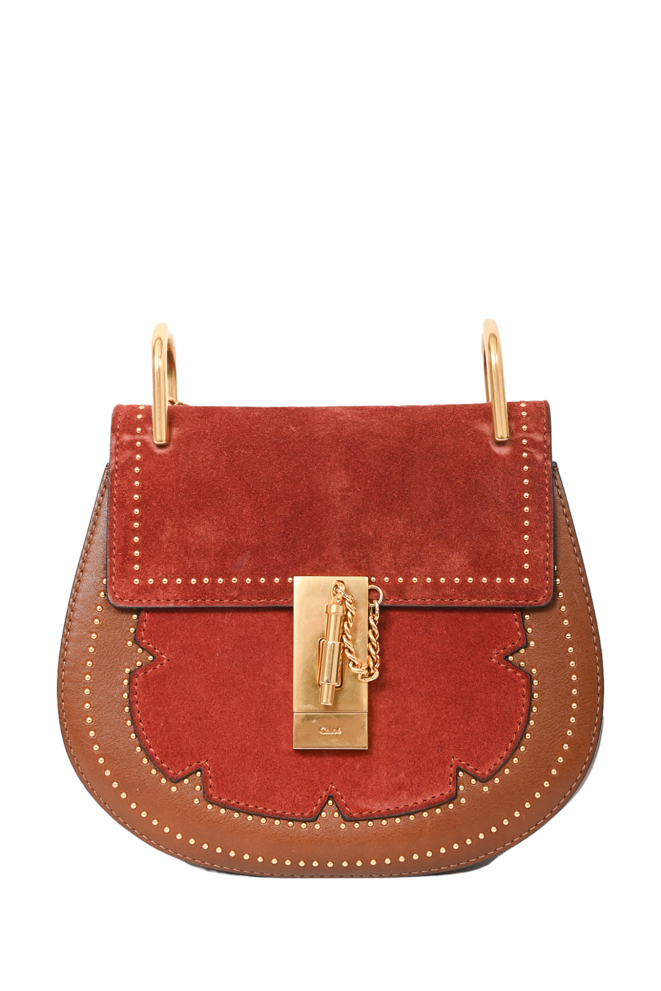 Chloe Brown Suede/Leather Small Drew Crossbody GHW