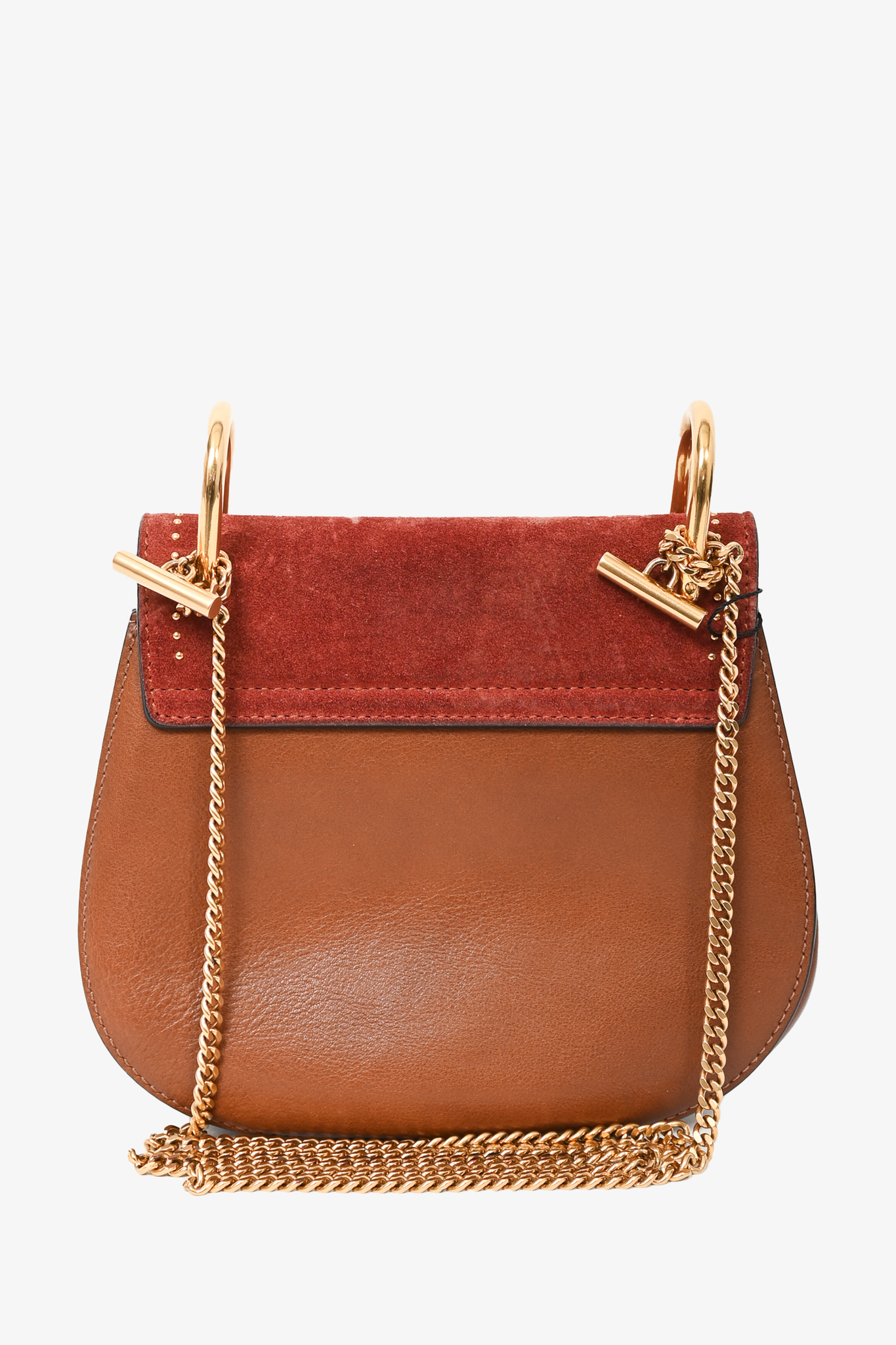 Chloe Brown Suede/Leather Small Drew Crossbody GHW