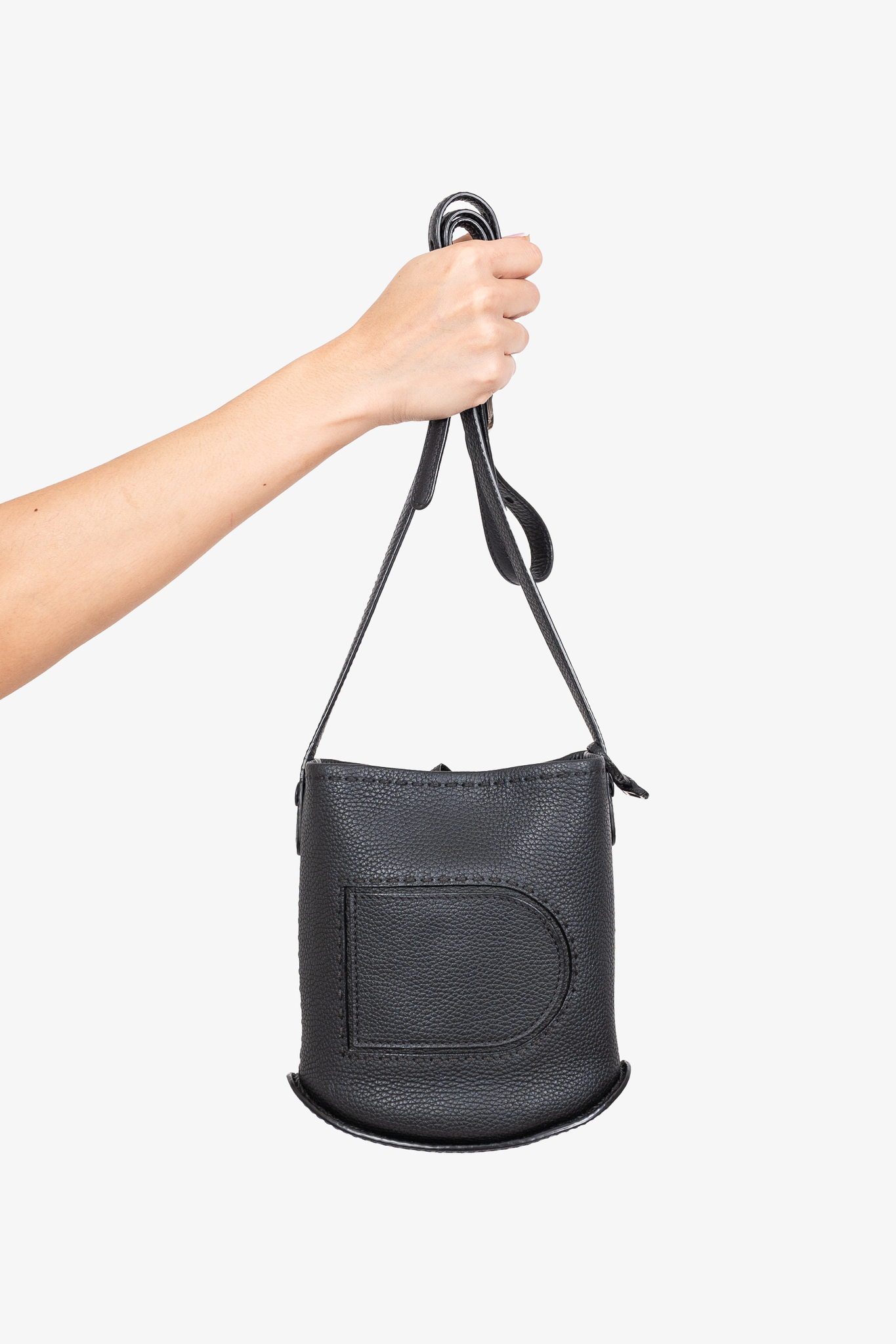 Delvaux Black Grained Leather 'Le Pin' Mini Crossbody Bag