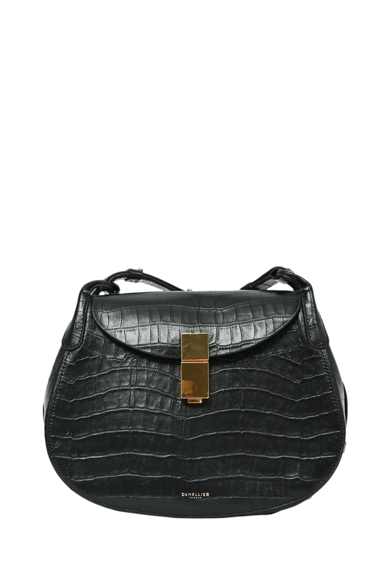 Demellier Black Croc Embossed Crossbody