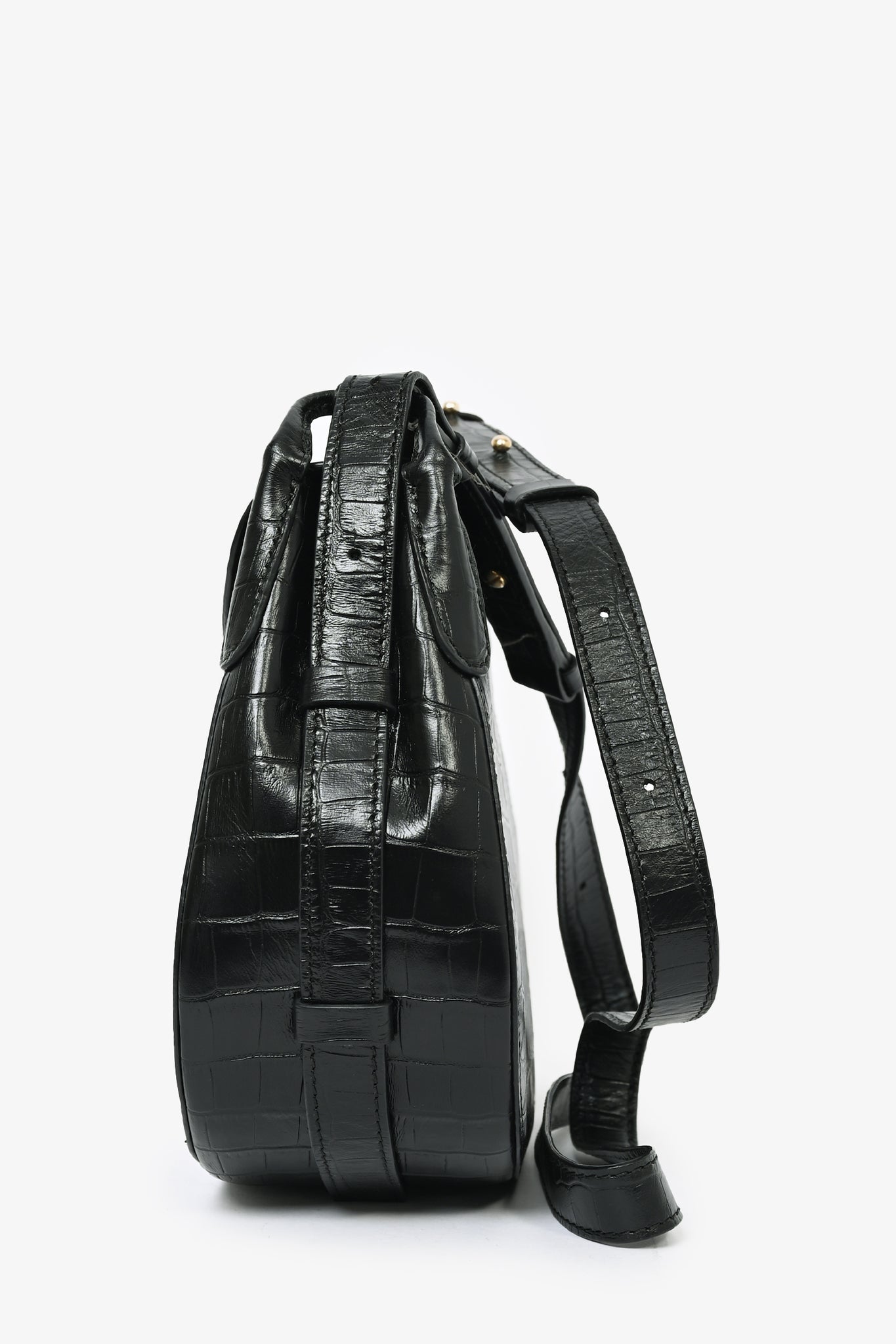 Demellier Black Croc Embossed Crossbody