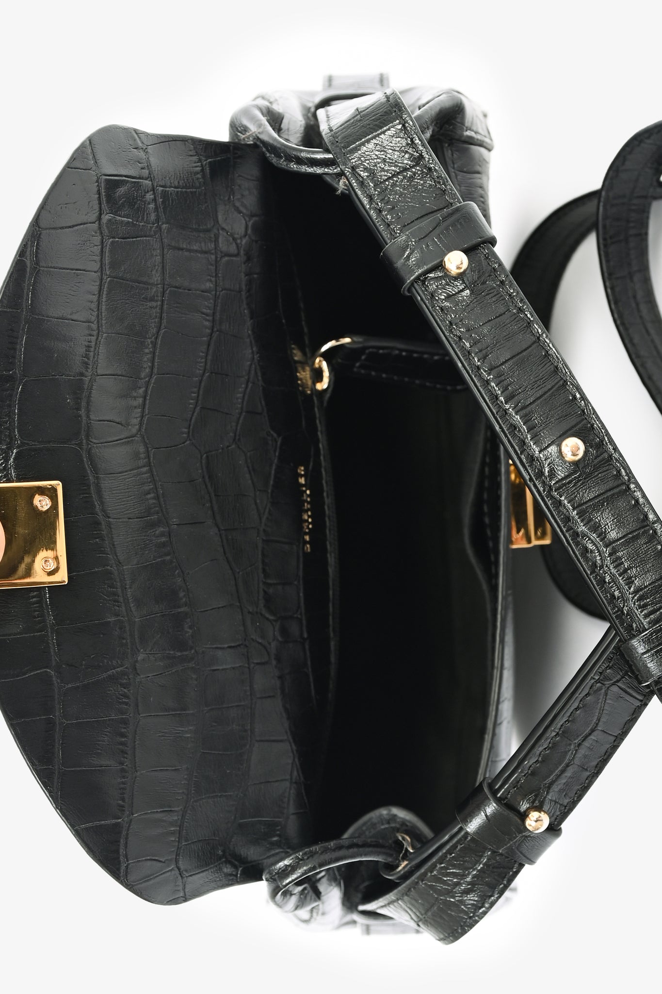 Demellier Black Croc Embossed Crossbody