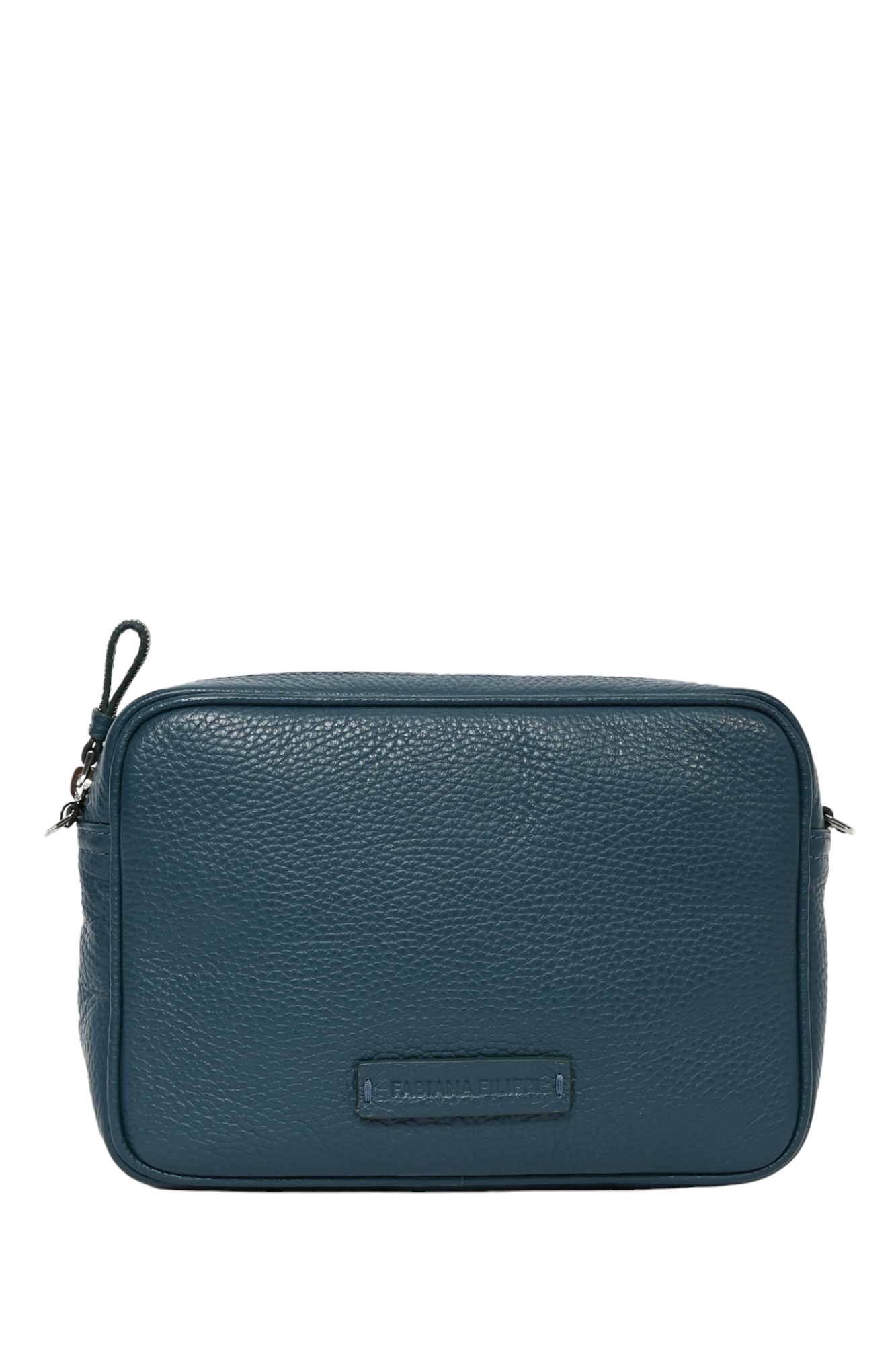 Fabiana Filippi Teal Green Grained Leather Crossbody Bag With Nylon Strap