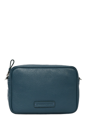 Fabiana Filippi Teal Green Grained Leather Crossbody Bag With Nylon Strap