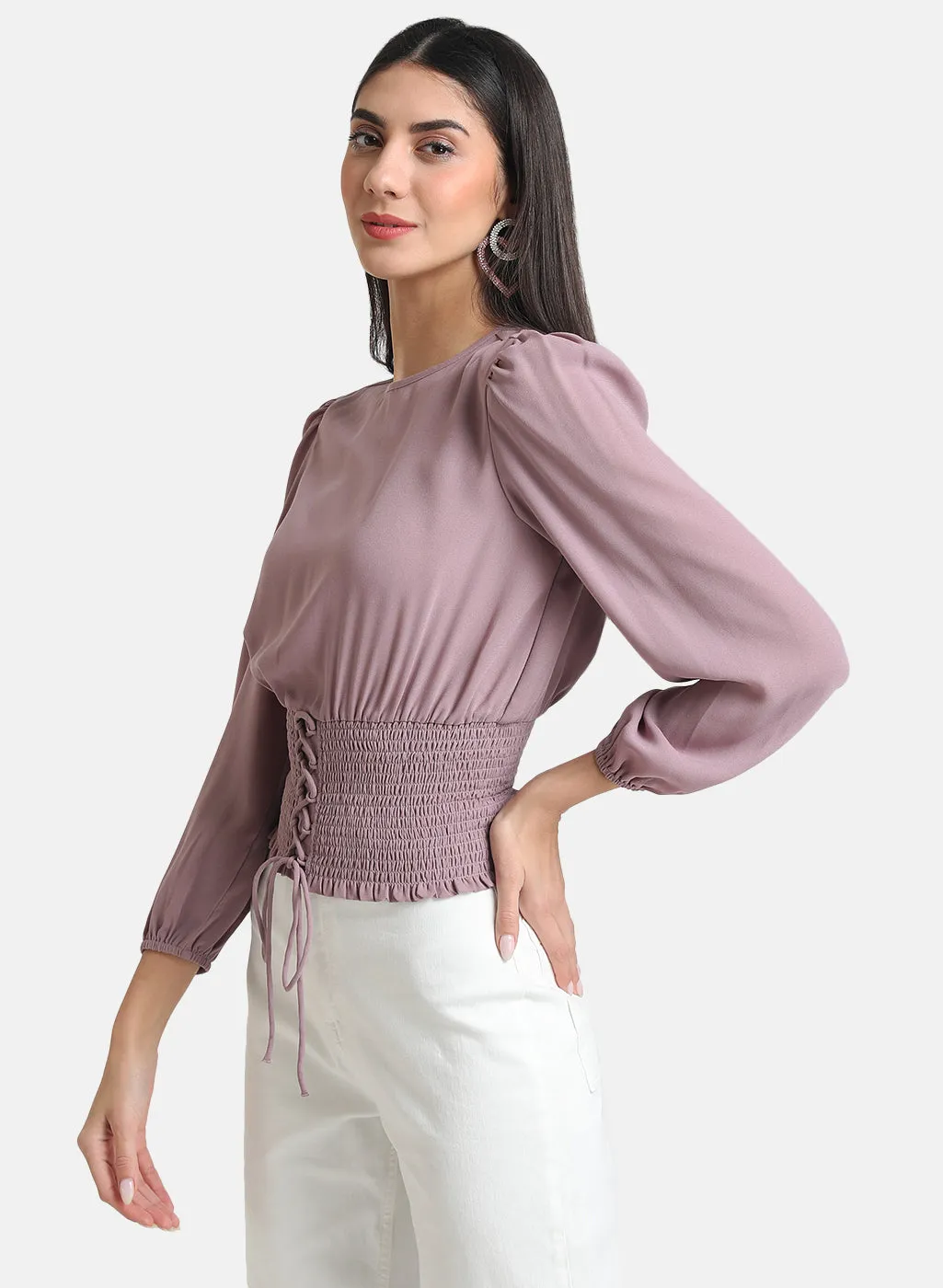 Full Sleeves Top With Smocked Waist Band