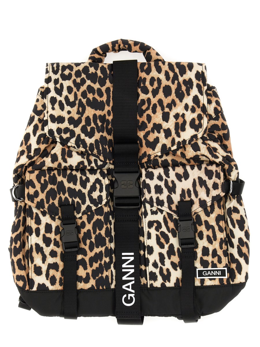 GANNI    RECYCLED FABRIC BACKPACK WITH PRINT