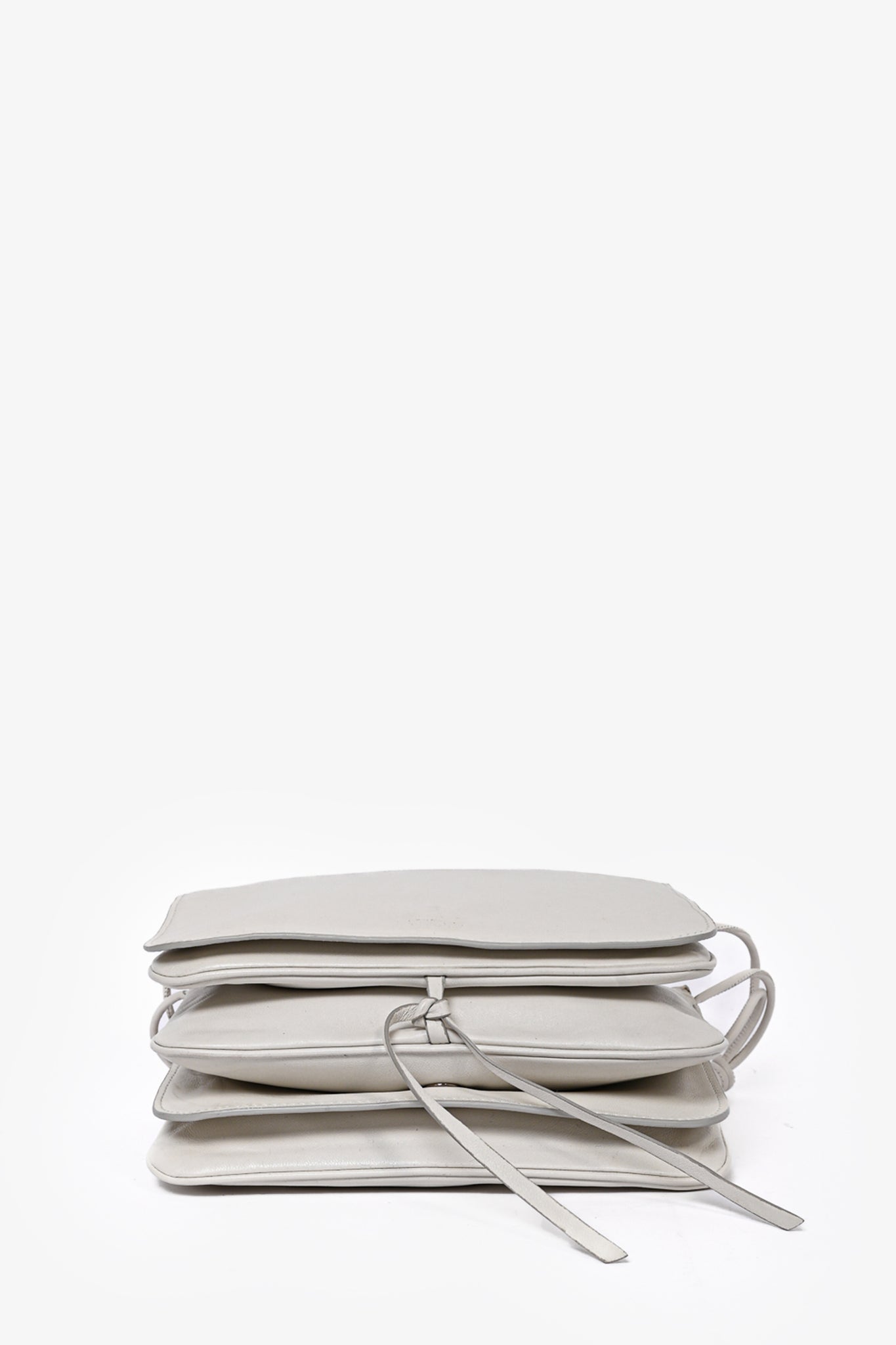 Jil Sander White Tri-Pouch Crossbody