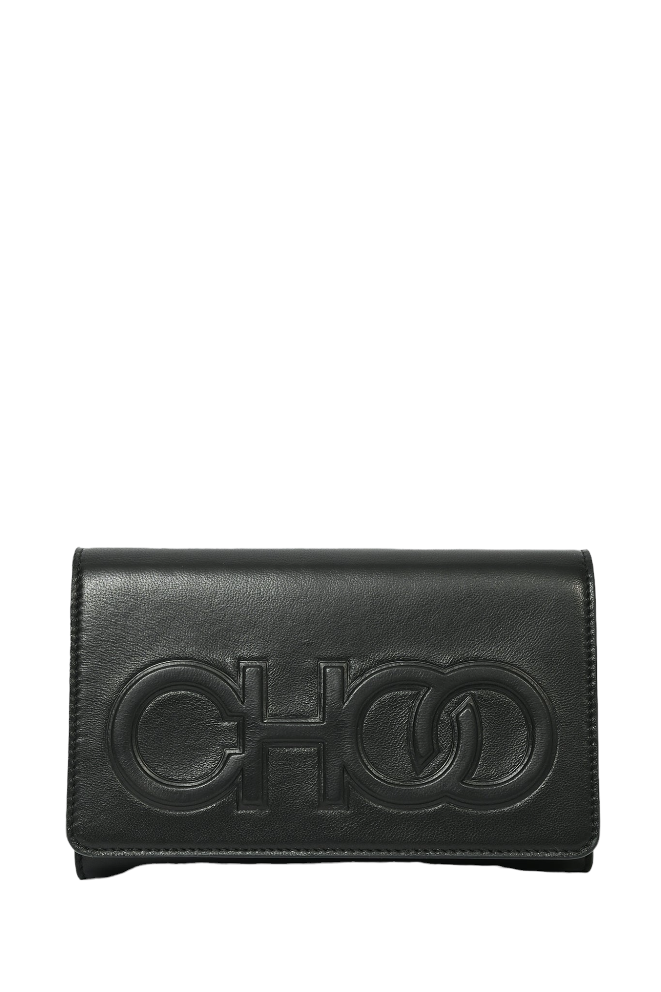 Jimmy Choo Black Leather CHOO Wallet on Chain Crossbody