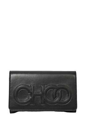 Jimmy Choo Black Leather CHOO Wallet on Chain Crossbody