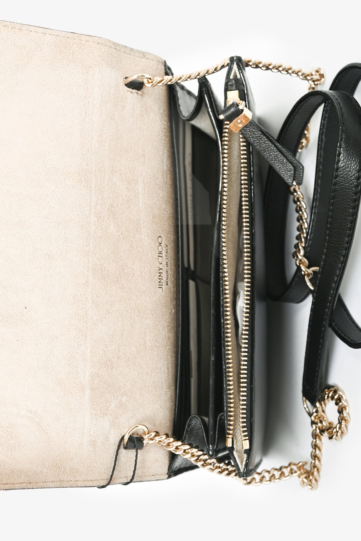 Jimmy Choo Black Leather CHOO Wallet on Chain Crossbody