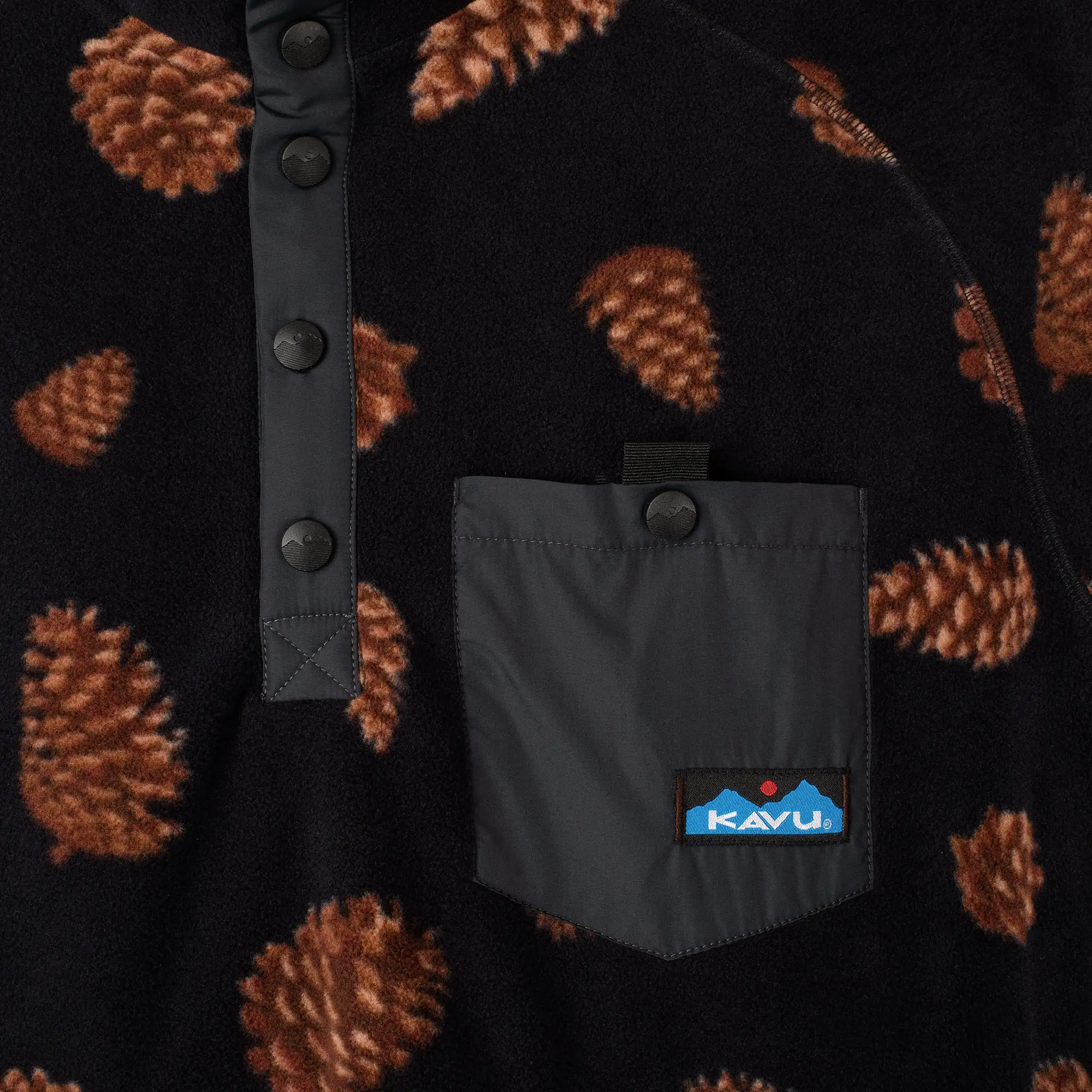 KAVU Teannaway Mock Neck Polar Fleece - Pine Cones