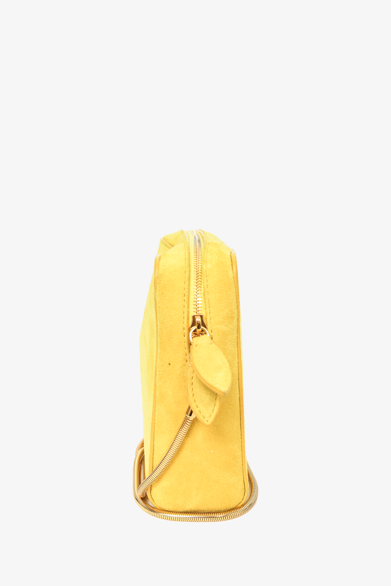 Khaite Yellow Suede 'Anna' Gold Chain Crossbody