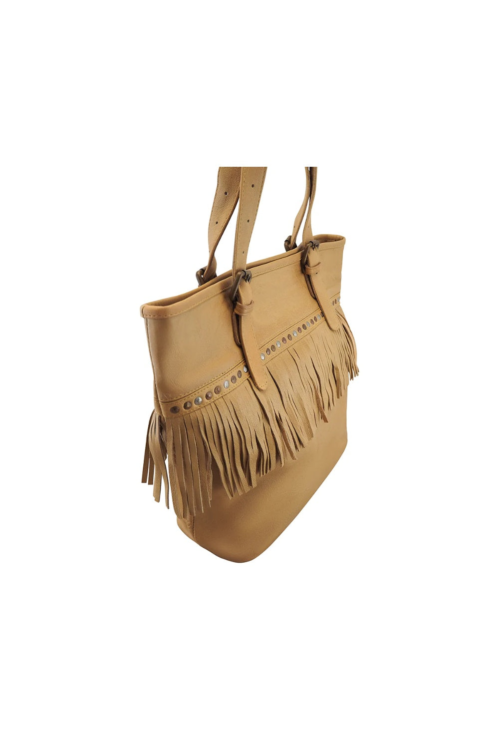 LEILA FRINGED TOTE CAMEL