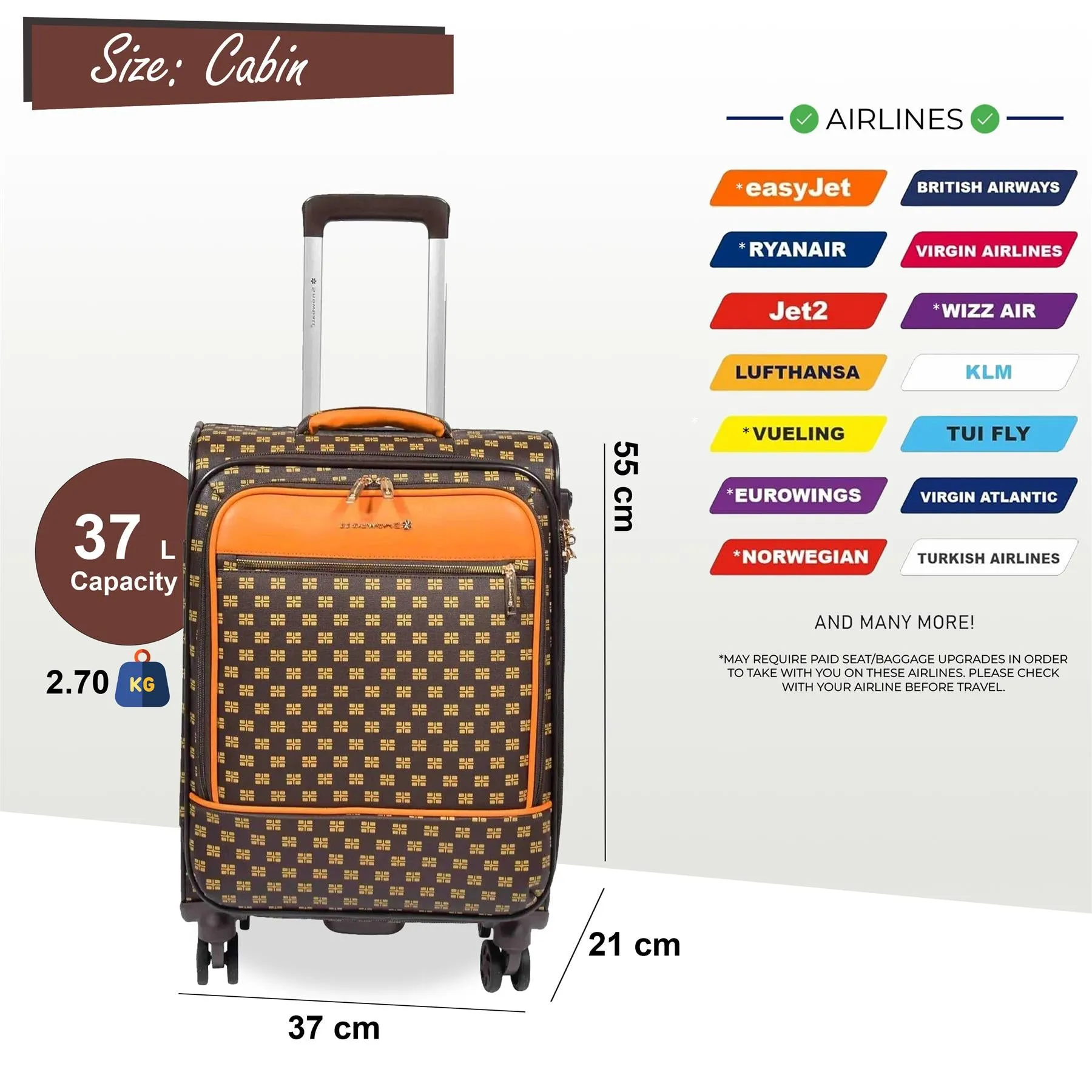 Lightweight Cabin Suitcase Luggage Travel Bag