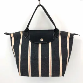 LONGCHAMP Navy White Pre Loved AS IS Stripe Handbag Purse