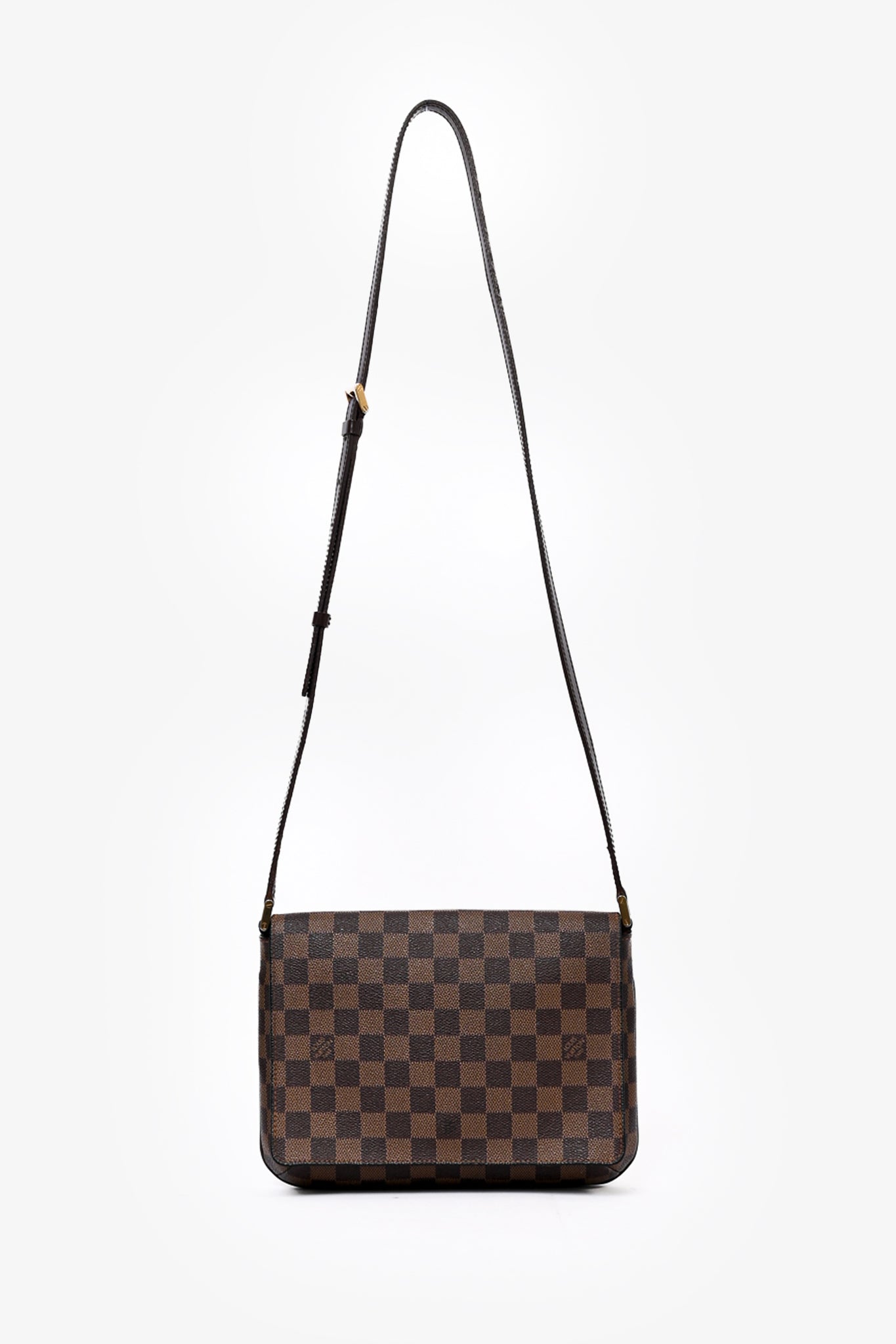 Louis Vuitton 2004 Damier Ebene Musette Tango Crossbody Bag