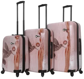 Mia Toro Joao Wood Hummingbird 3-Piece Luggage Set 