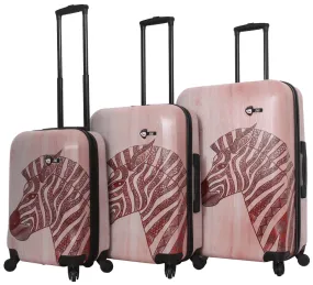 Mia Toro Joao Wood Zebra 3-Piece Luggage Set 