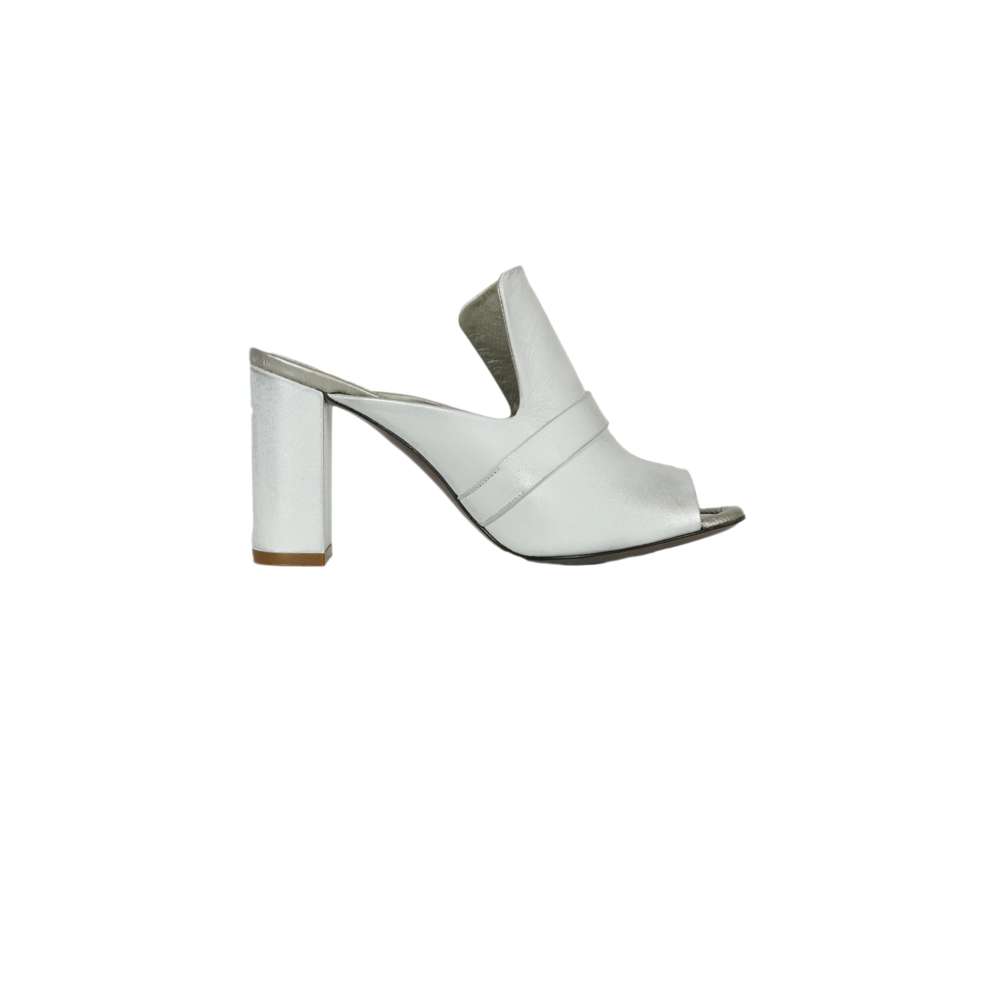 Mules Metal White Silver