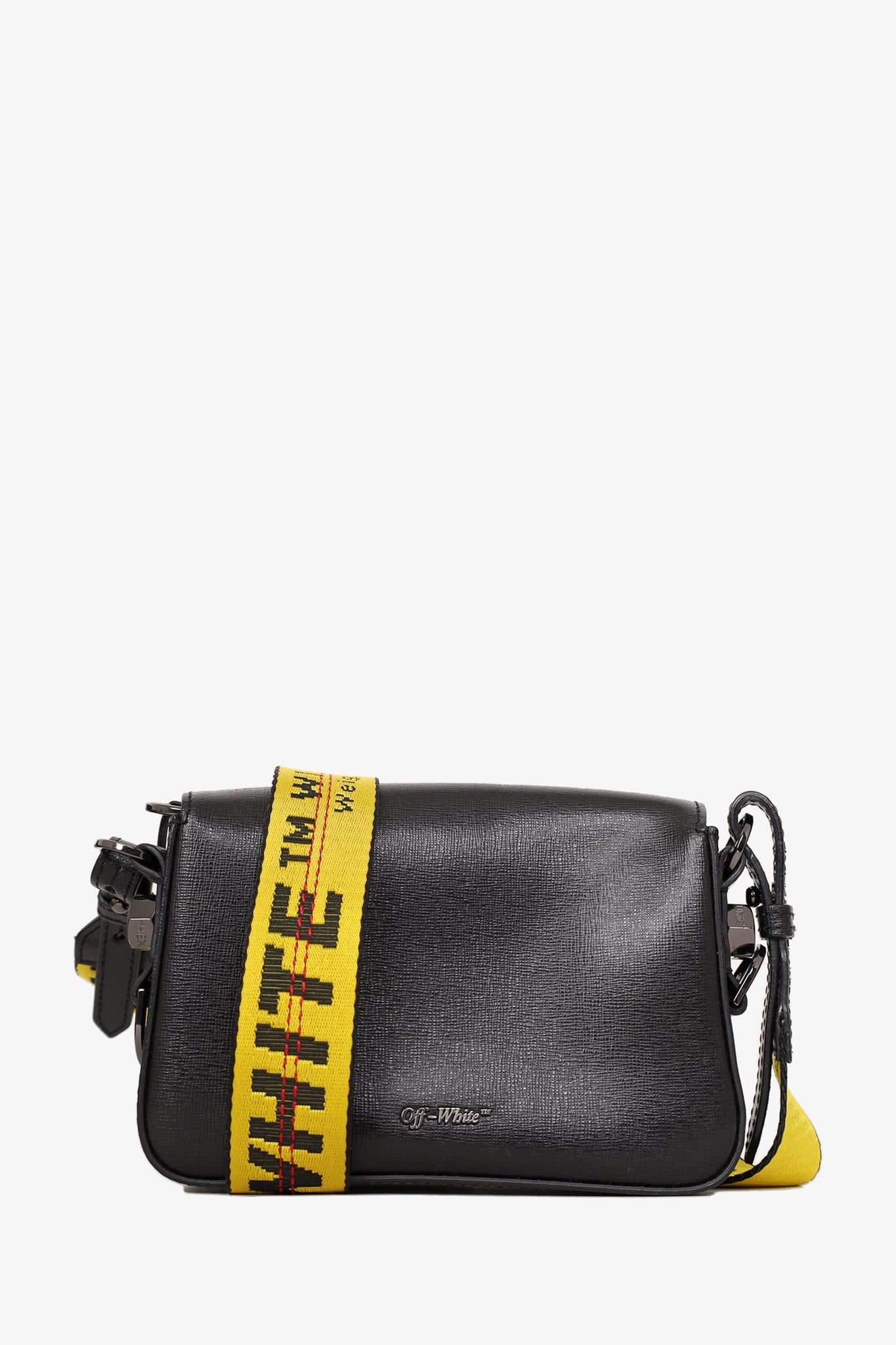 Off-White Black Leather Binder Clip Crossbody Bag