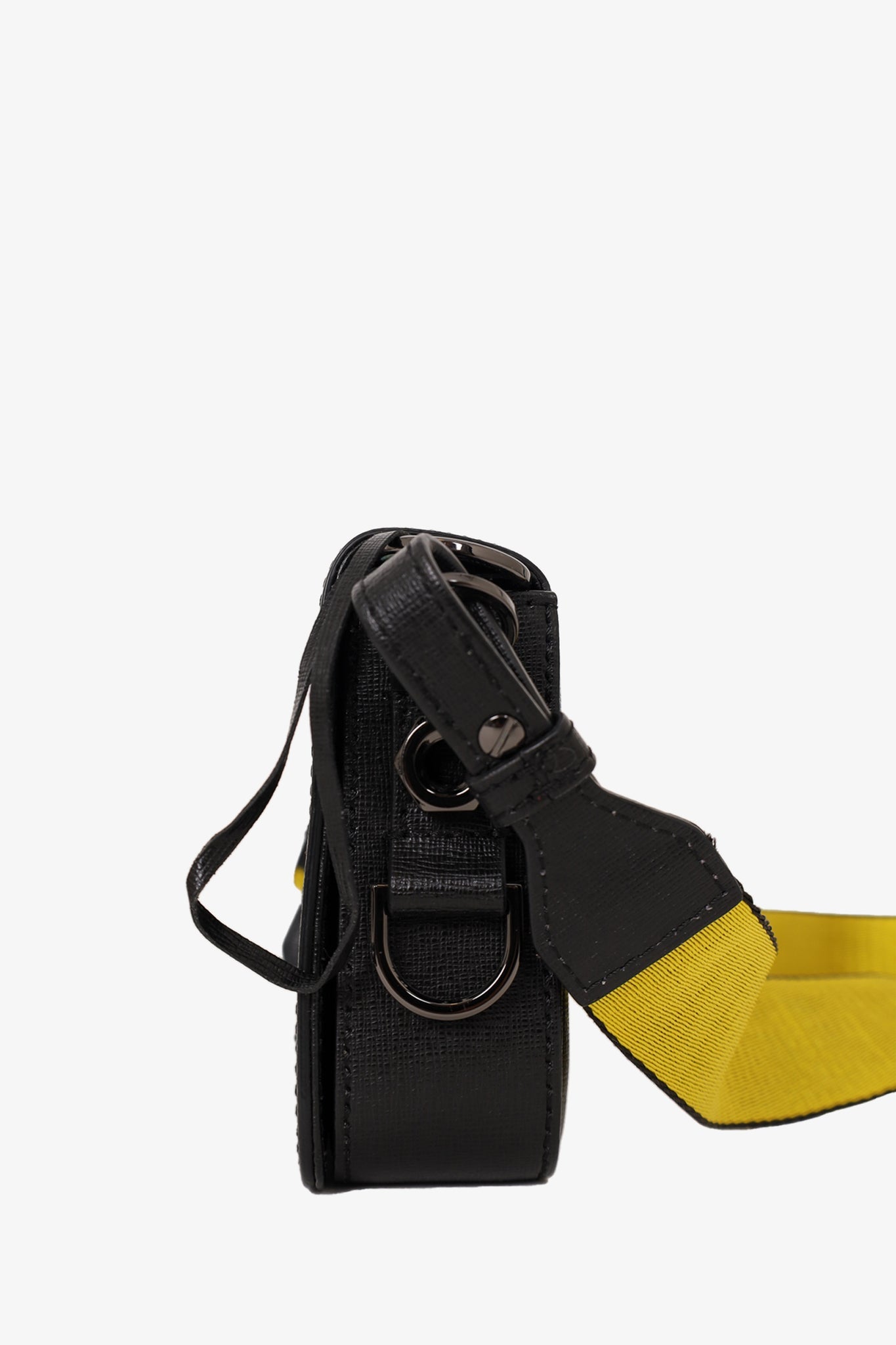 Off-White Black Leather Binder Clip Crossbody Bag