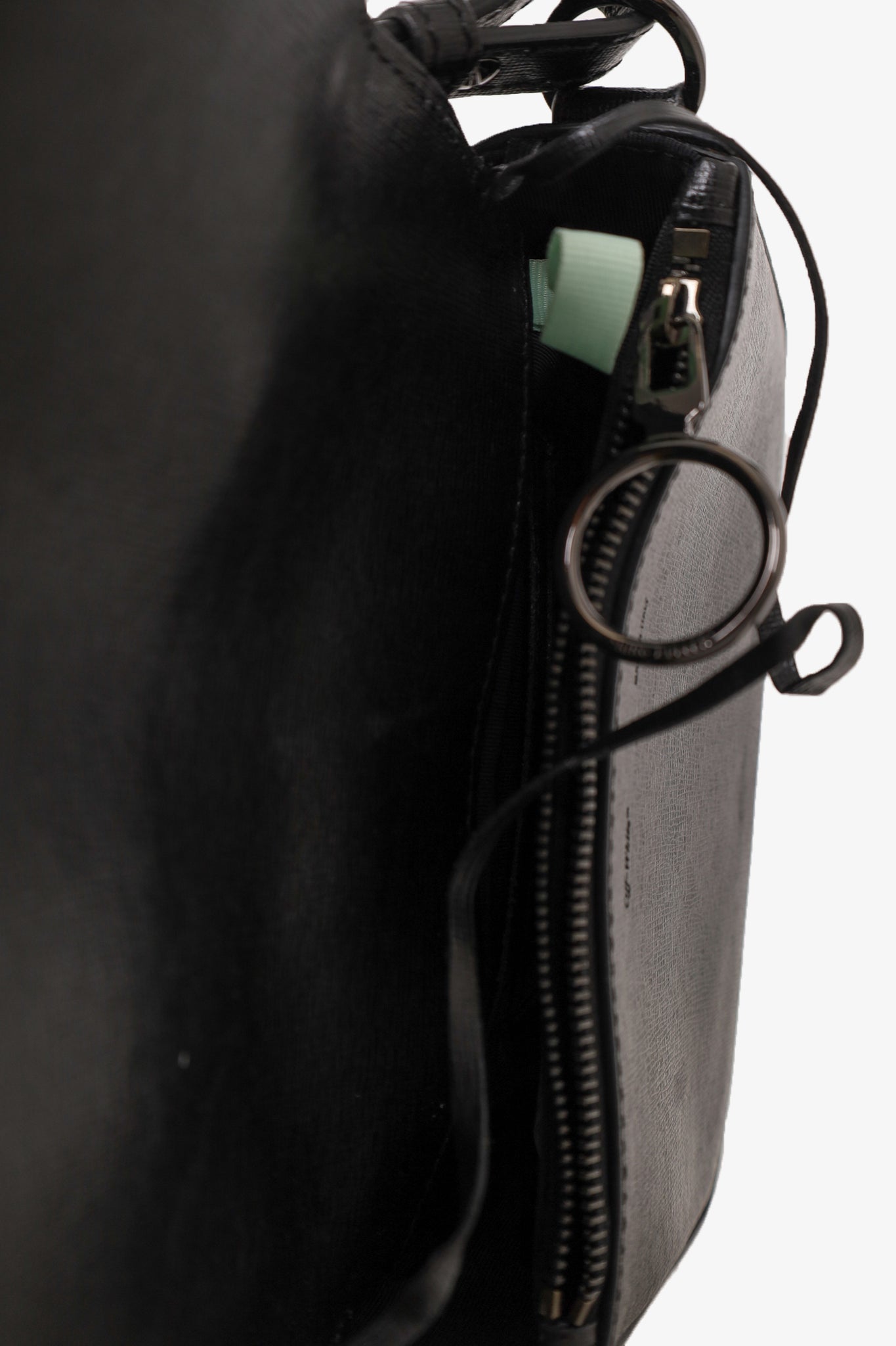 Off-White Black Leather Binder Clip Crossbody Bag