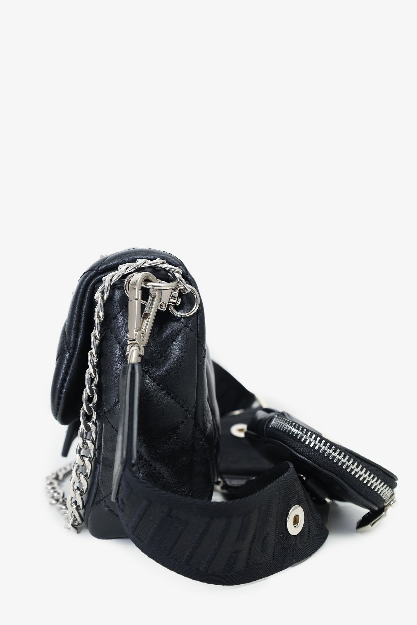 Phillip Plein Black Leather Studded Crossbody