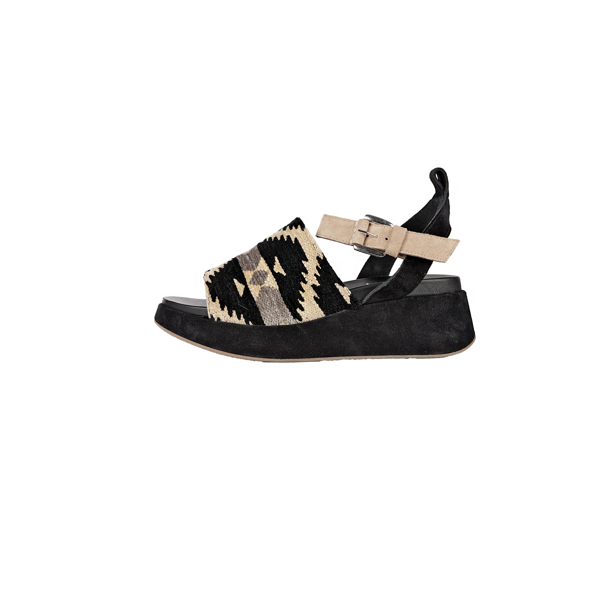 Platform Sandal Azteco Fabric Black