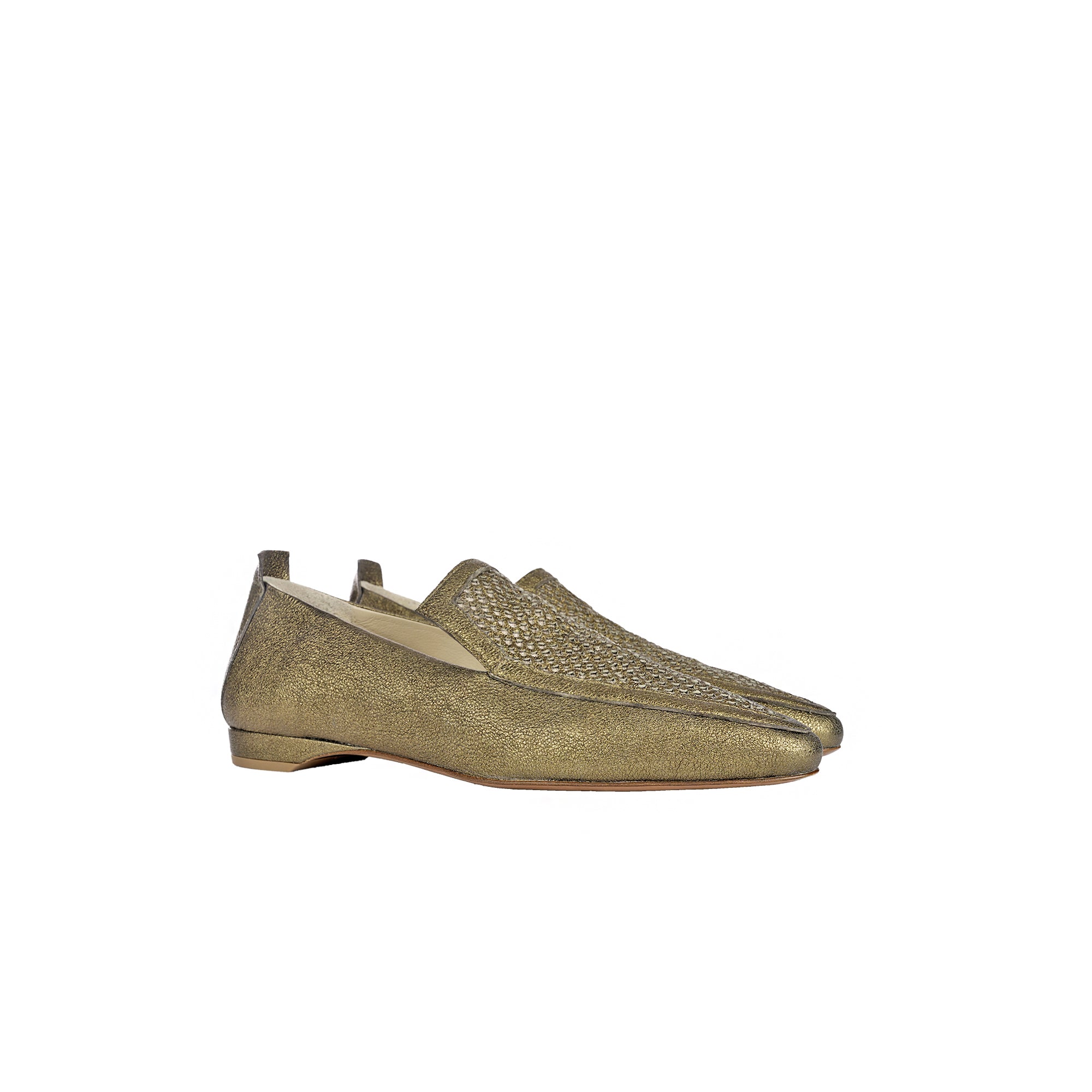 Pointed Slipper Mesh Lamè Bronze