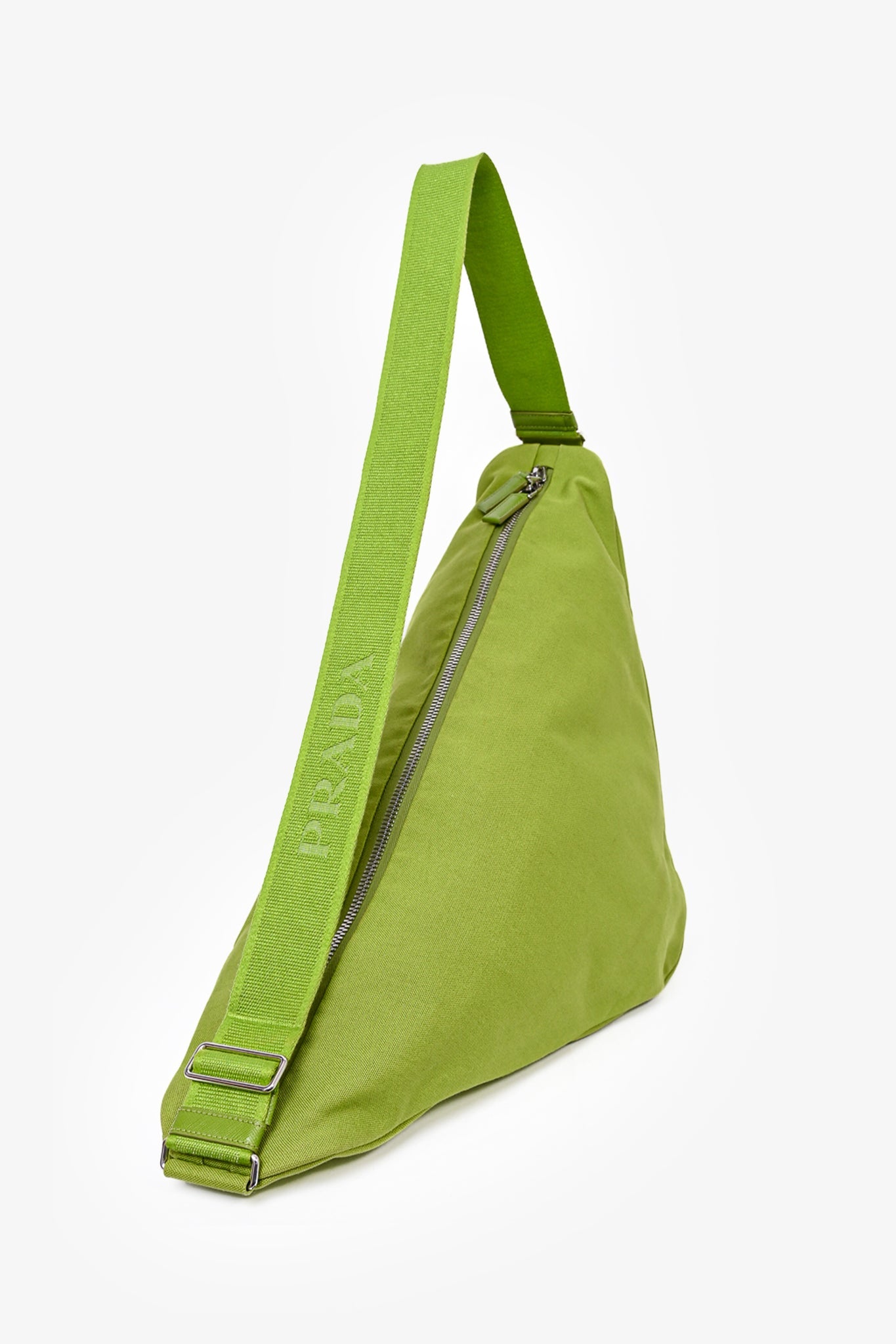 Prada Green Canvas Triangular Crossbody Bag