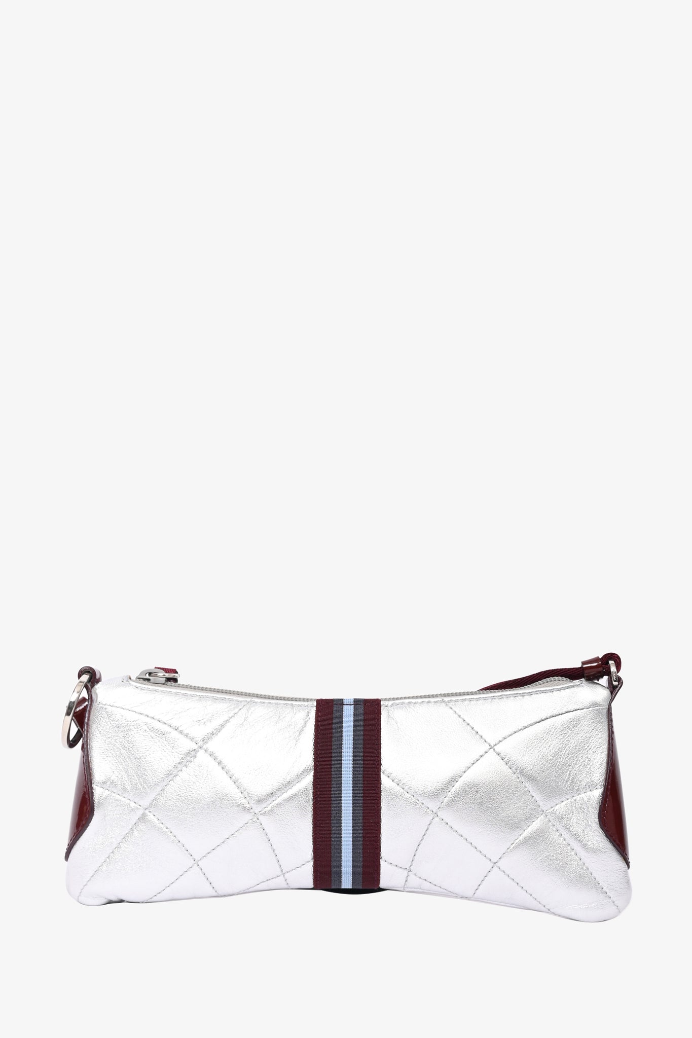 Prada Silver Metallic Quilted Crossbody Bag