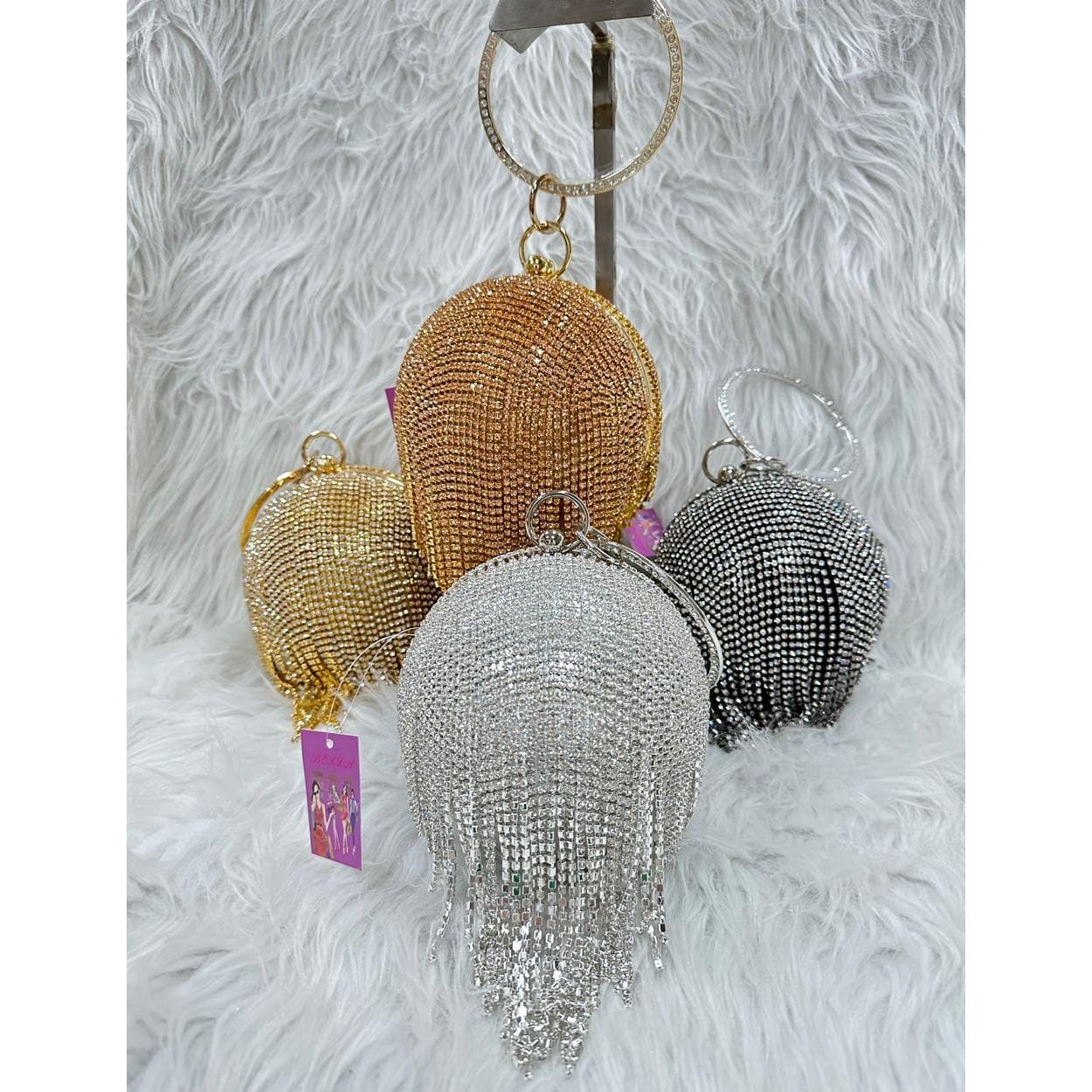 Rhinestone Tassel Round Handbag