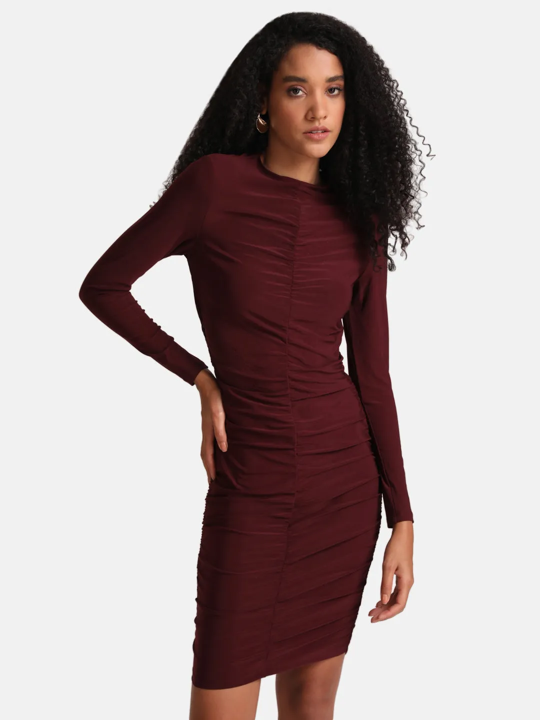 Ruched Body-Con Midi Dress