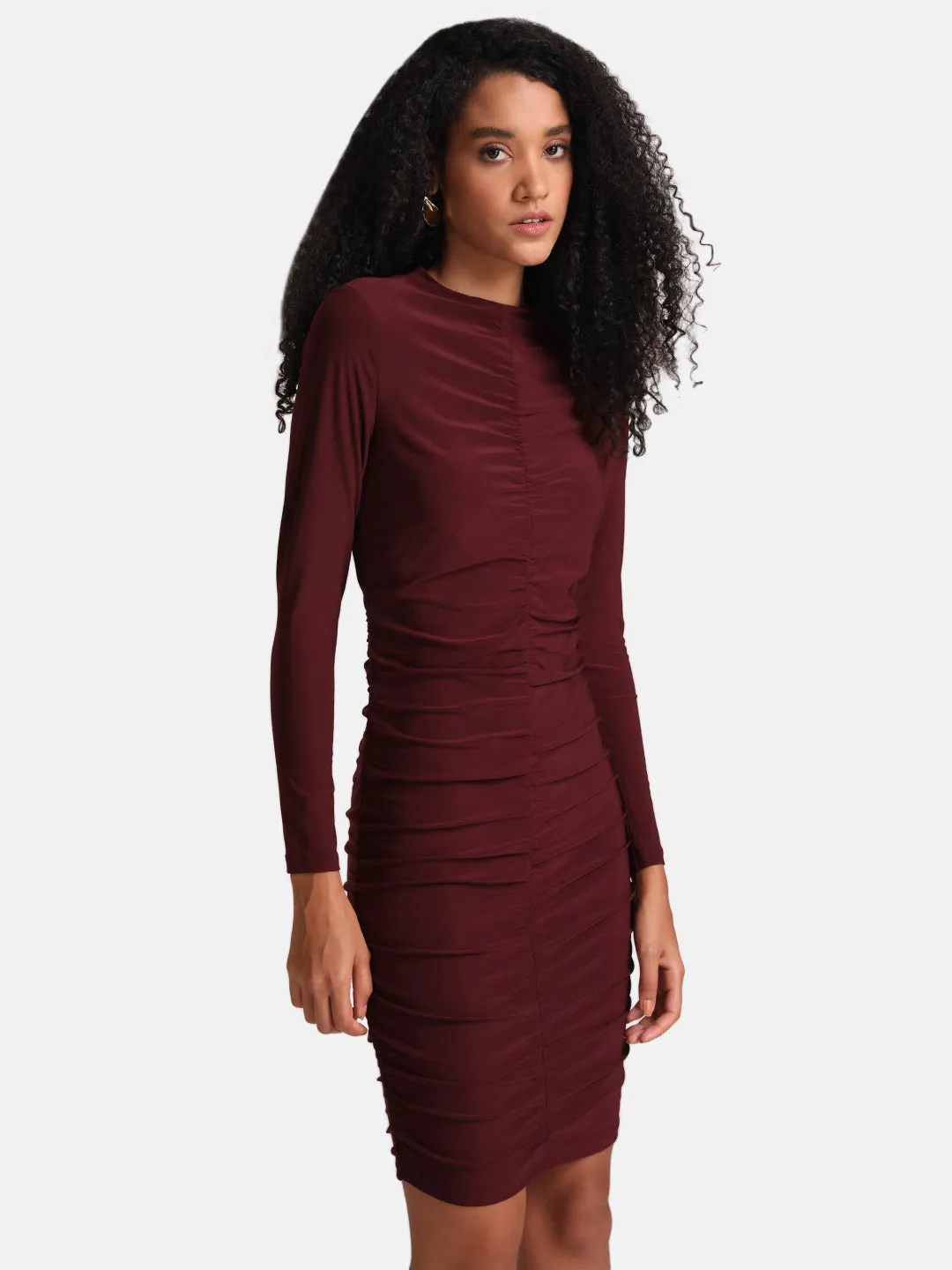 Ruched Body-Con Midi Dress