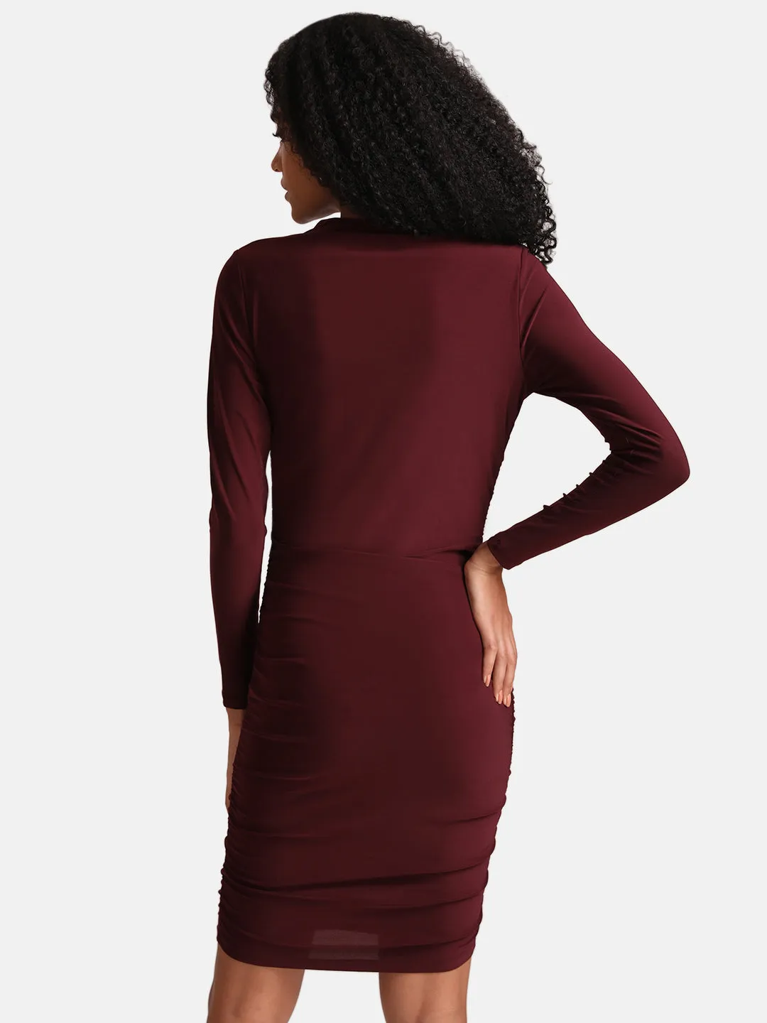 Ruched Body-Con Midi Dress