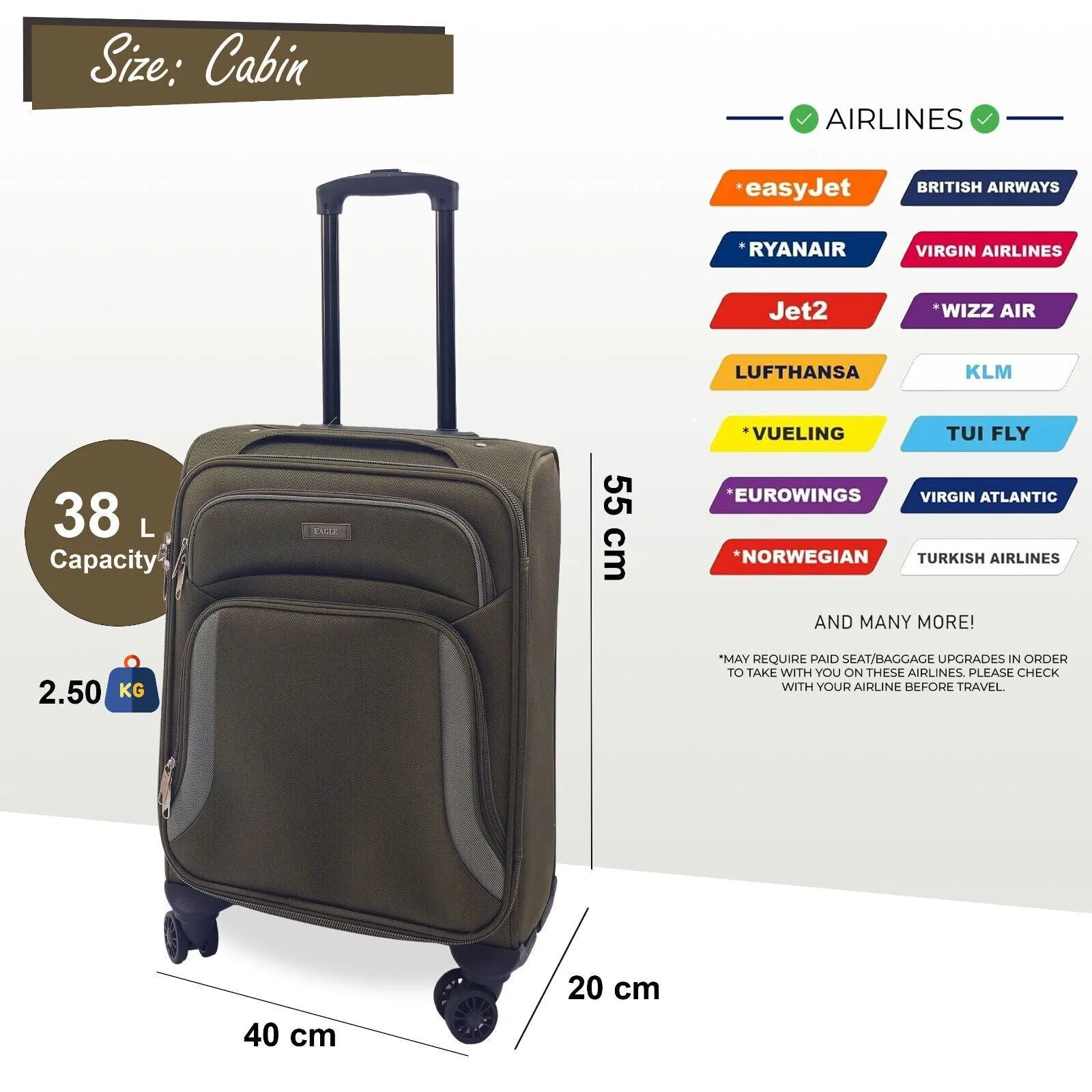 Soft Shell Suitcase Luggage Set Travel Light Carry On Cabin Bag