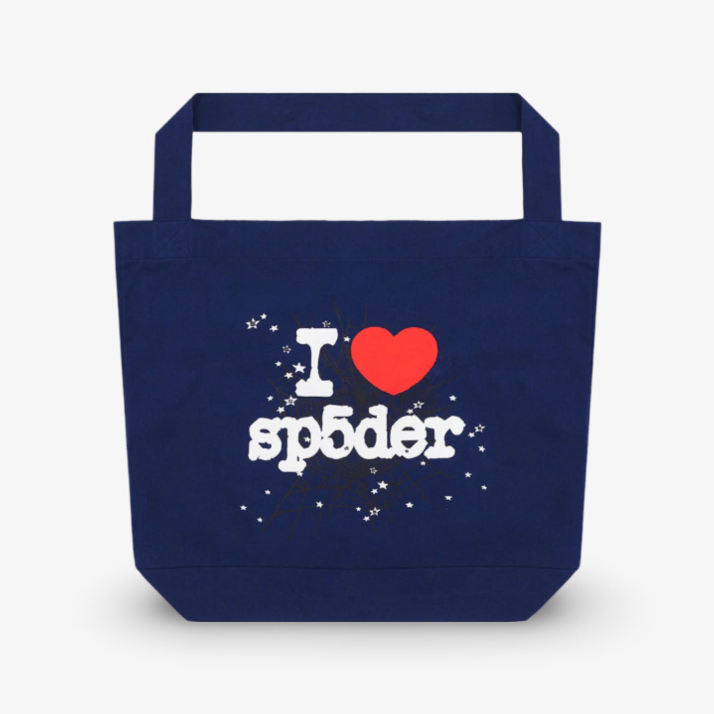 Sp5der 'Souvenir / I Love' XL Tote Bag Navy SS24