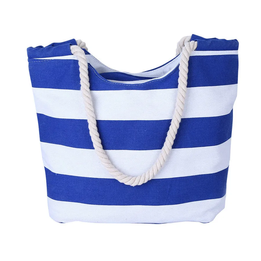 Striped Printing Women's Hbag Shoulder Bag Cotton Canvas Bags Messenger Bag Large Shopping Tote Bolsas