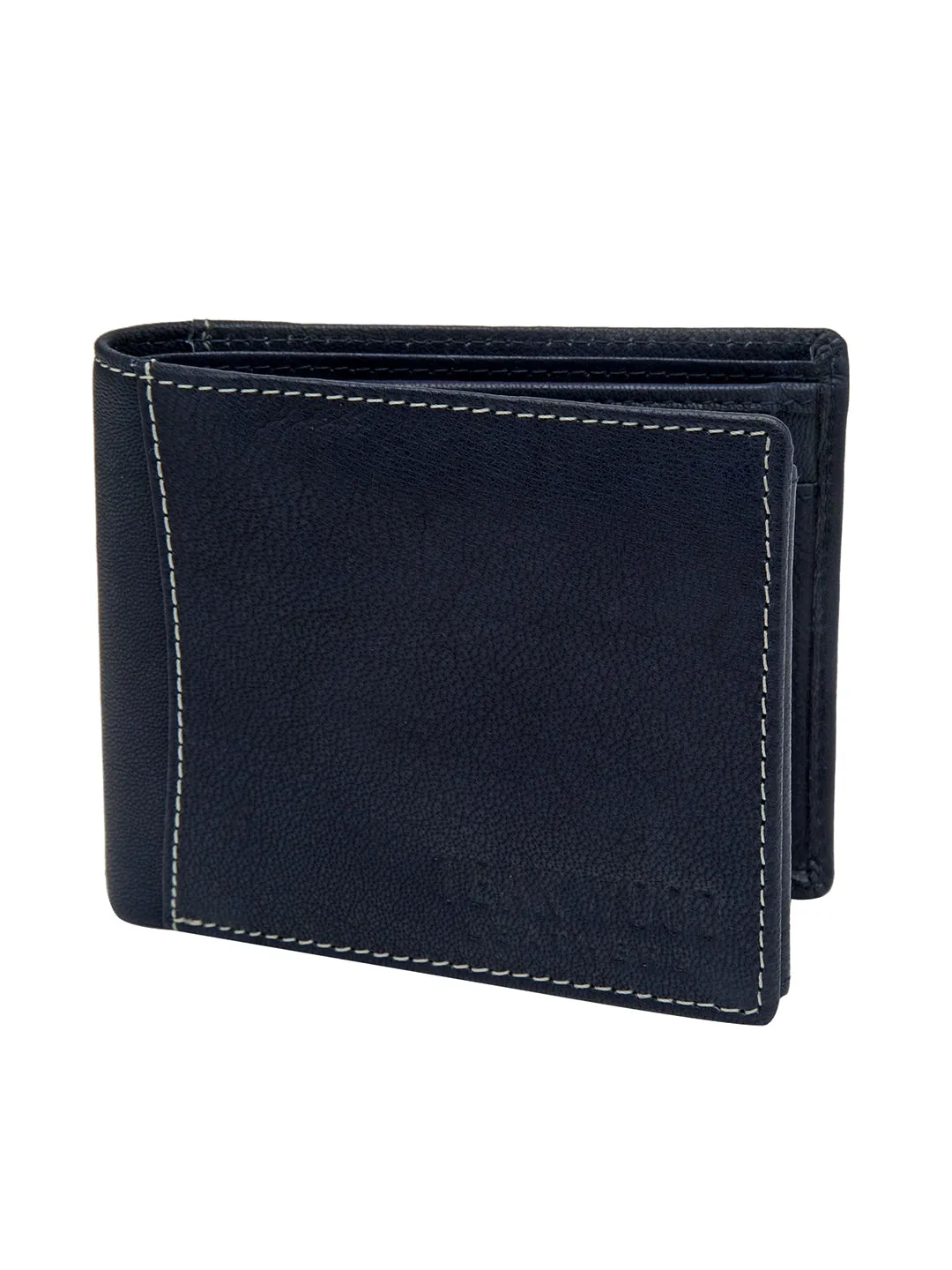 Teakwood Men Genuine Leather Blue Bi fold wallets