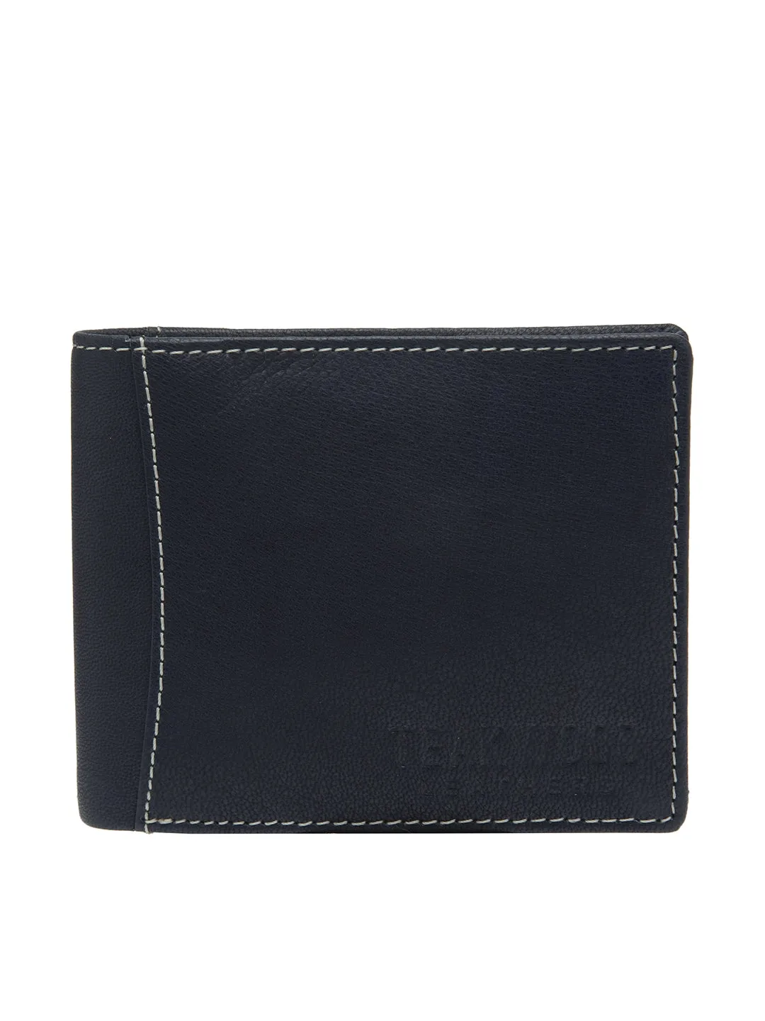 Teakwood Men Genuine Leather Blue Bi fold wallets