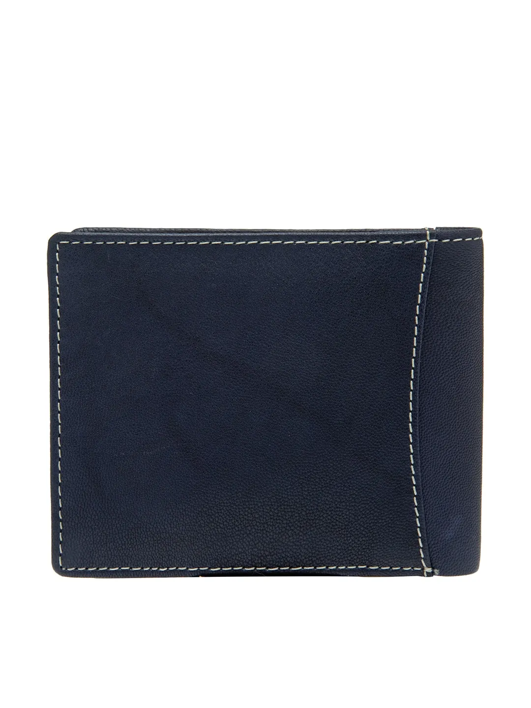 Teakwood Men Genuine Leather Blue Bi fold wallets