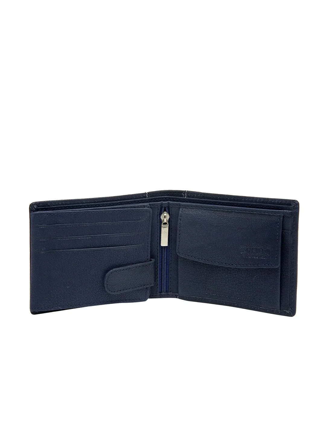 Teakwood Men Genuine Leather Blue Bi fold wallets