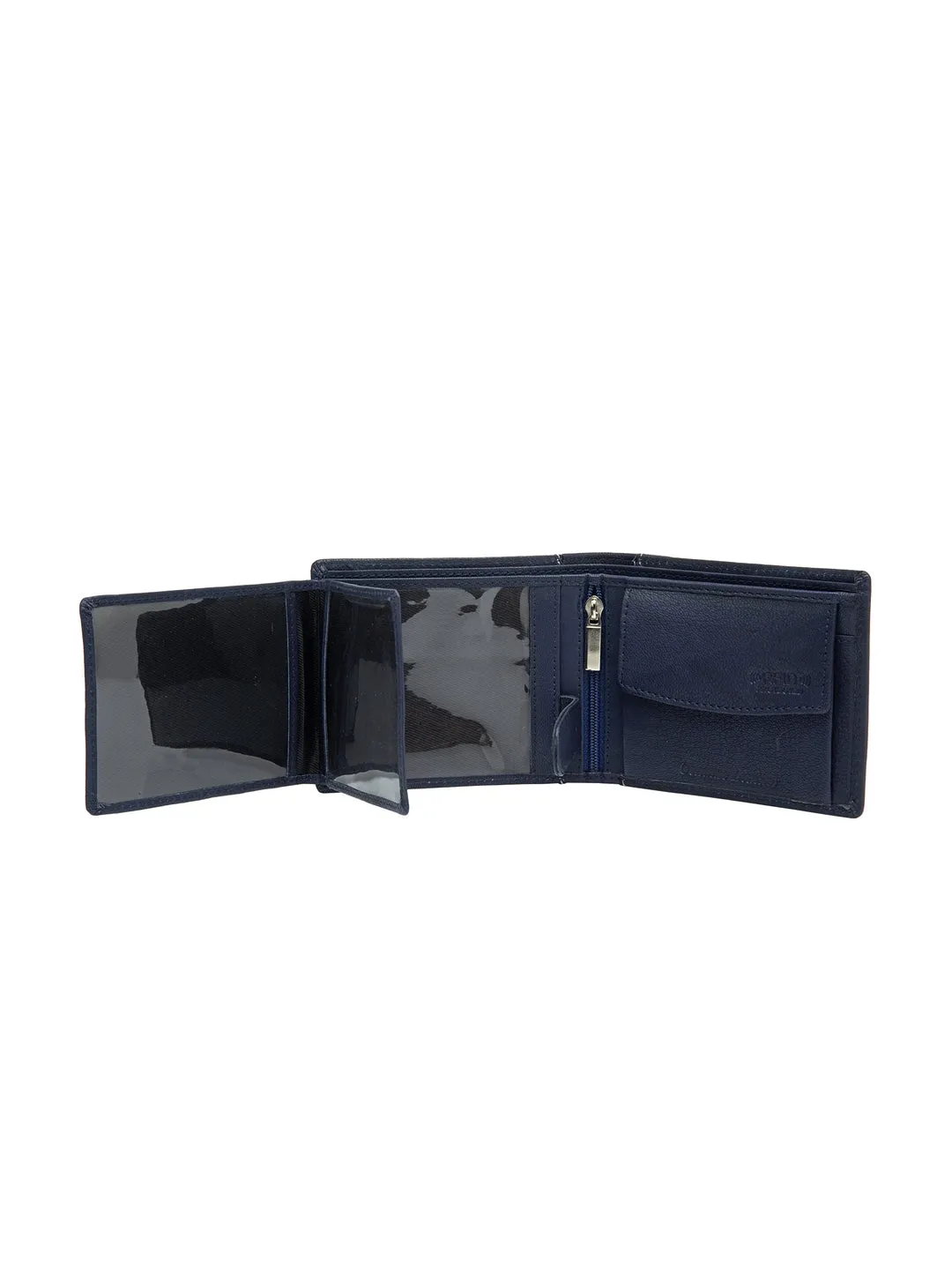 Teakwood Men Genuine Leather Blue Bi fold wallets